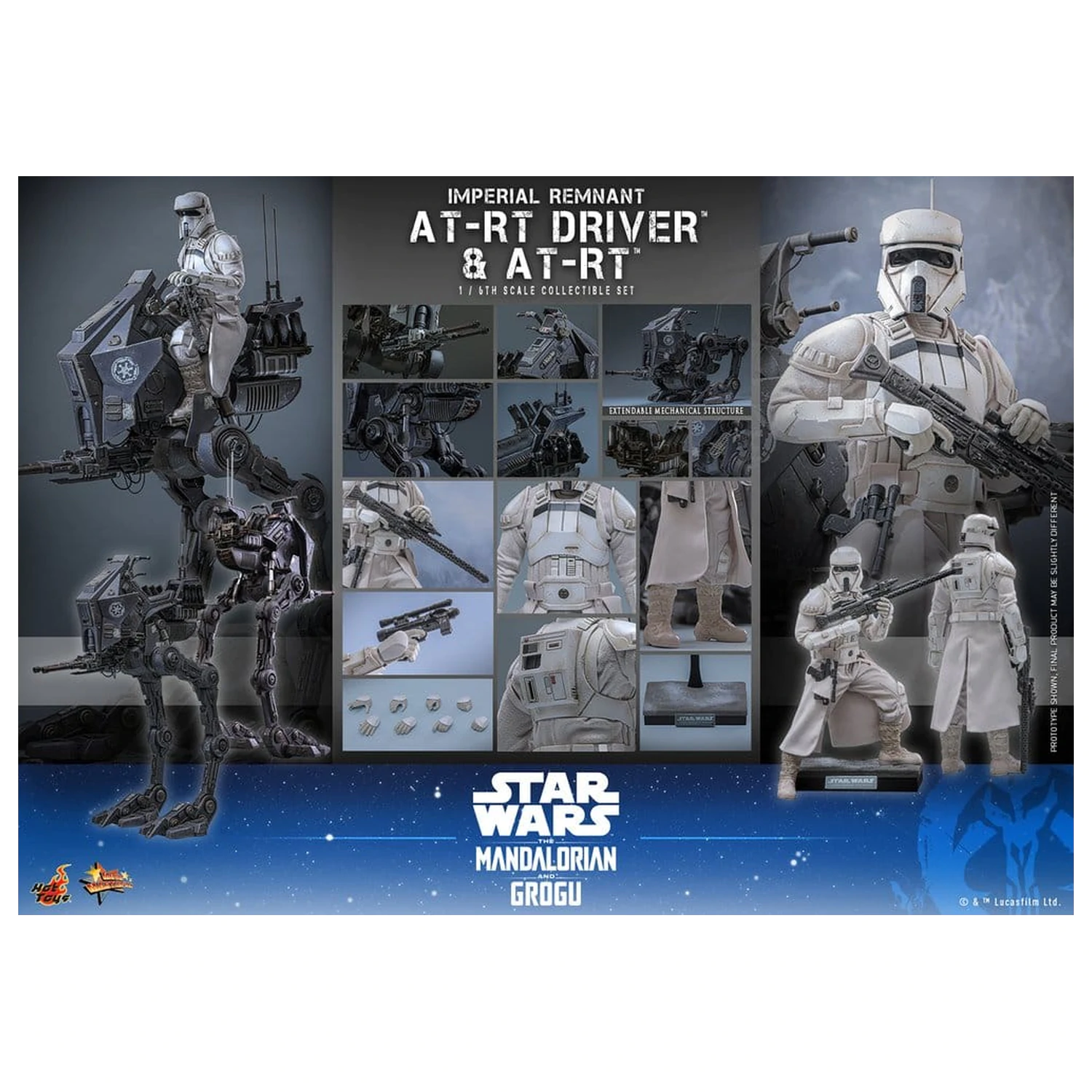 Star Wars: The Mandalorian & Grogu Movie Masterpiece Komplet akcijskih figur 1/6 Imperial Remnant AT-RT Driver & AT-RT 60 cm fotografija izdelka