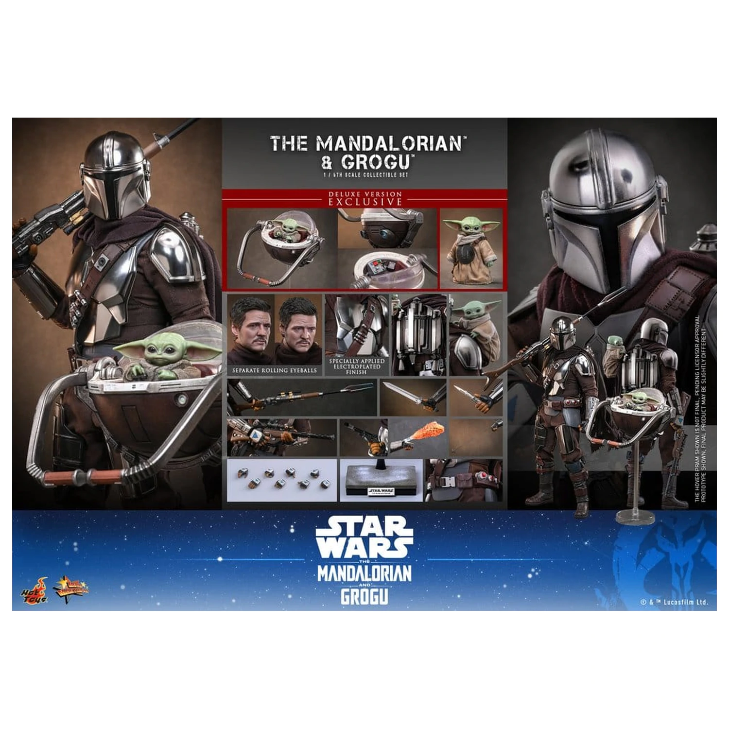 Star Wars: The Mandalorian & Grogu Movie Masterpiece akcijska figura 1/6 The Mandalorian and Grogu (Deluxe Version) 31 cm fotografija izdelka