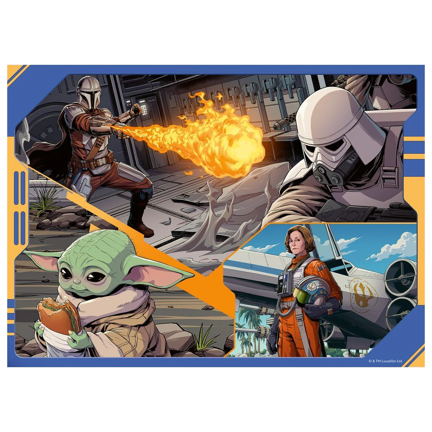 Star Wars The Mandalorian & Grogu puzzle 4x100 kosov fotografija izdelka