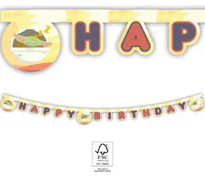 Star Wars The Mandalorian Happy Birthday Banderol FSC 2 m fotografija izdelka