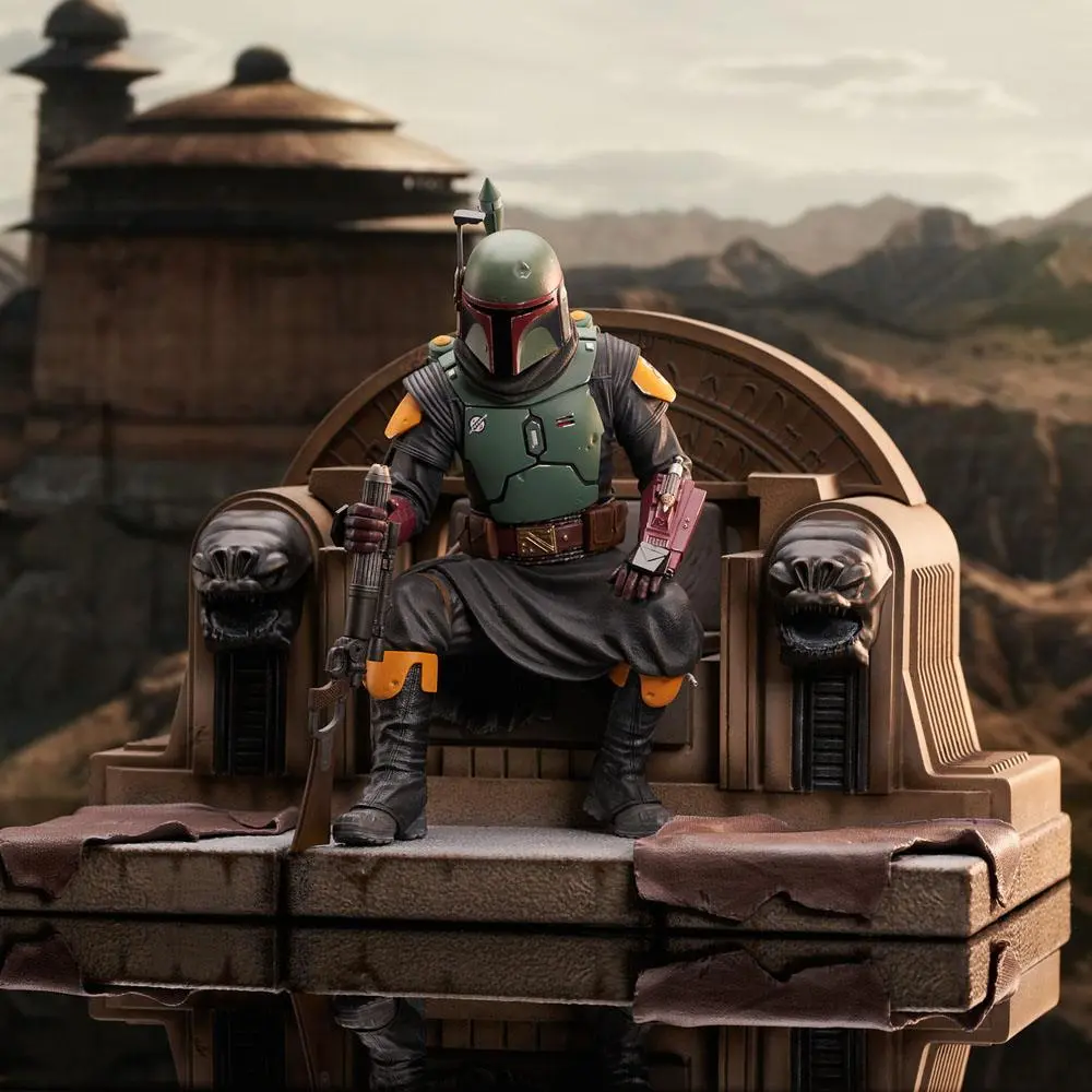 Star Wars: The Mandalorian Premier Collection Kip 1/7 Boba Fett on Throne 24 cm fotografija izdelka