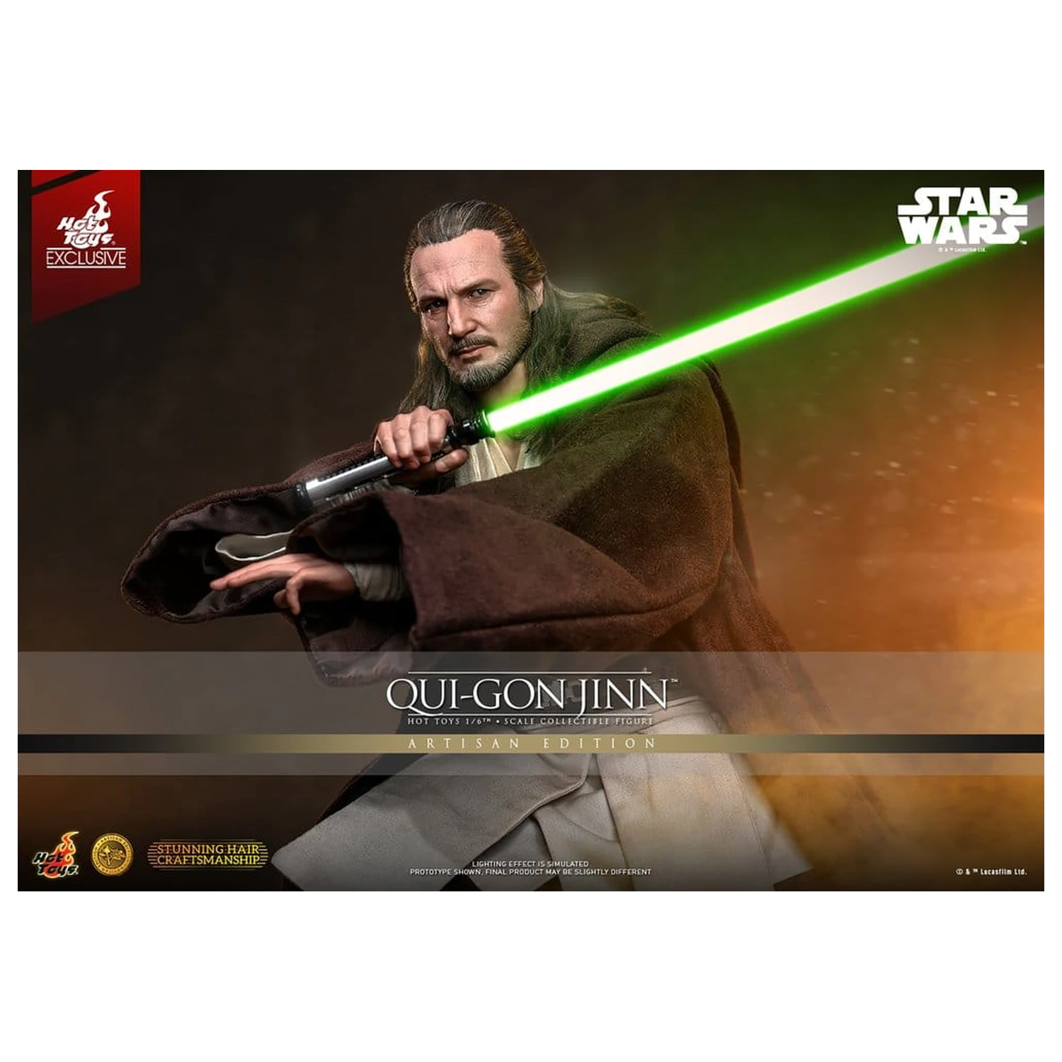 Star Wars: The Phantom Menace Movie Masterpiece akcijska figura 1/6 Qui-Gon Jinn (Artisan Edition) Hot Toys Exclusive 32 cm fotografija izdelka