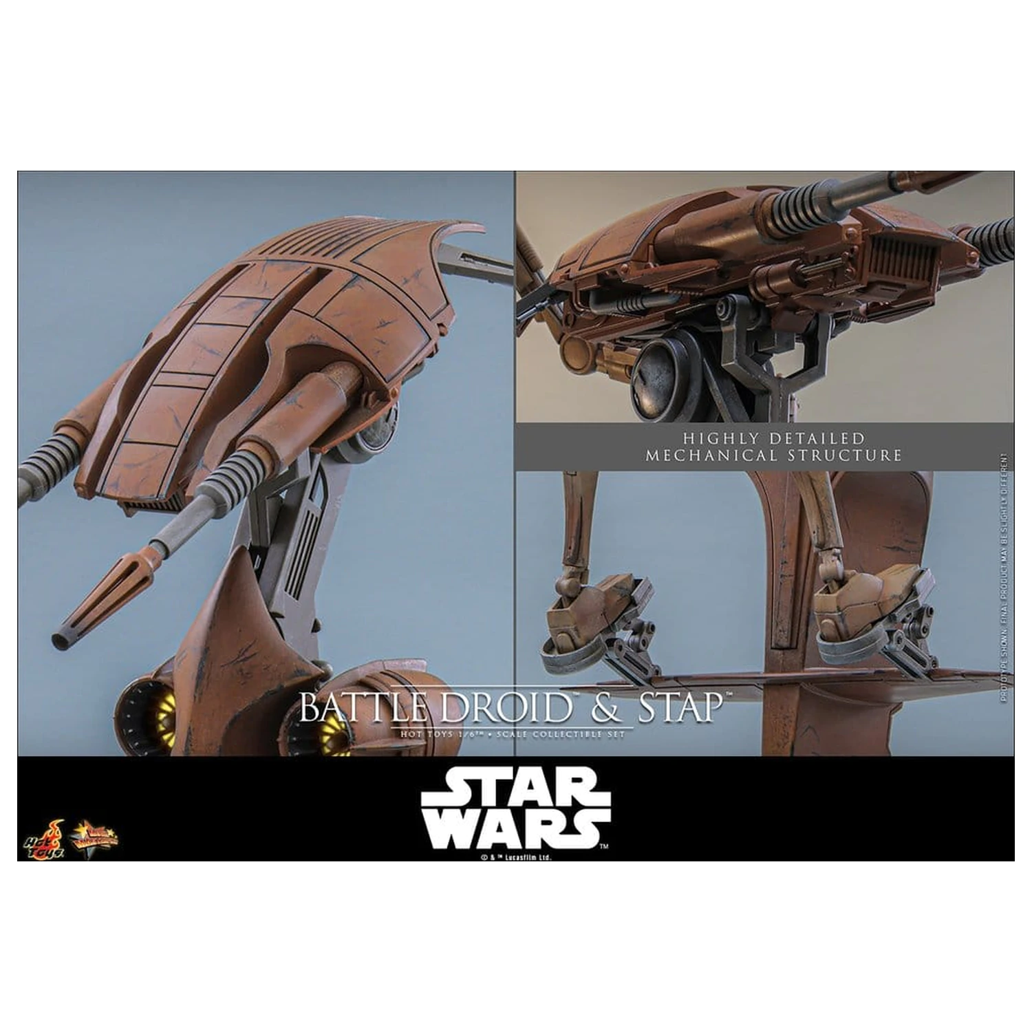 Star Wars: The Phantom Menace filmska mojstrovina set akcijskih figur 1/6 Battle Droid & STAP 32 cm fotografija izdelka