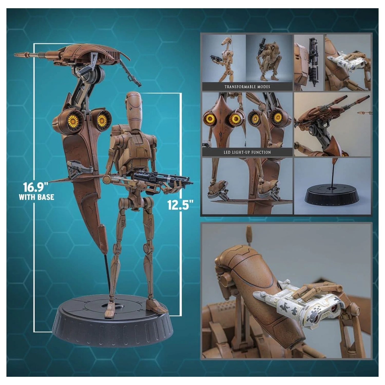 Star Wars: The Phantom Menace filmska mojstrovina set akcijskih figur 1/6 Battle Droid & STAP 32 cm fotografija izdelka