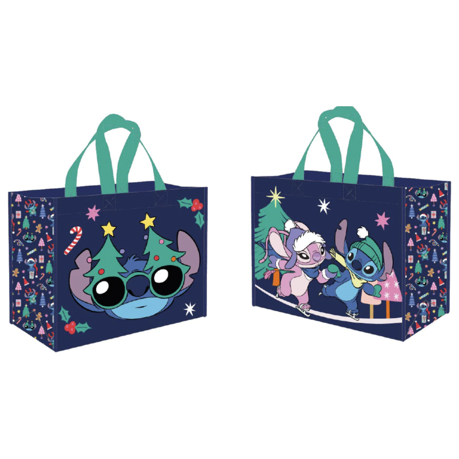Stitch & Angel snežna in božična nakupovalna torba fotografija izdelka