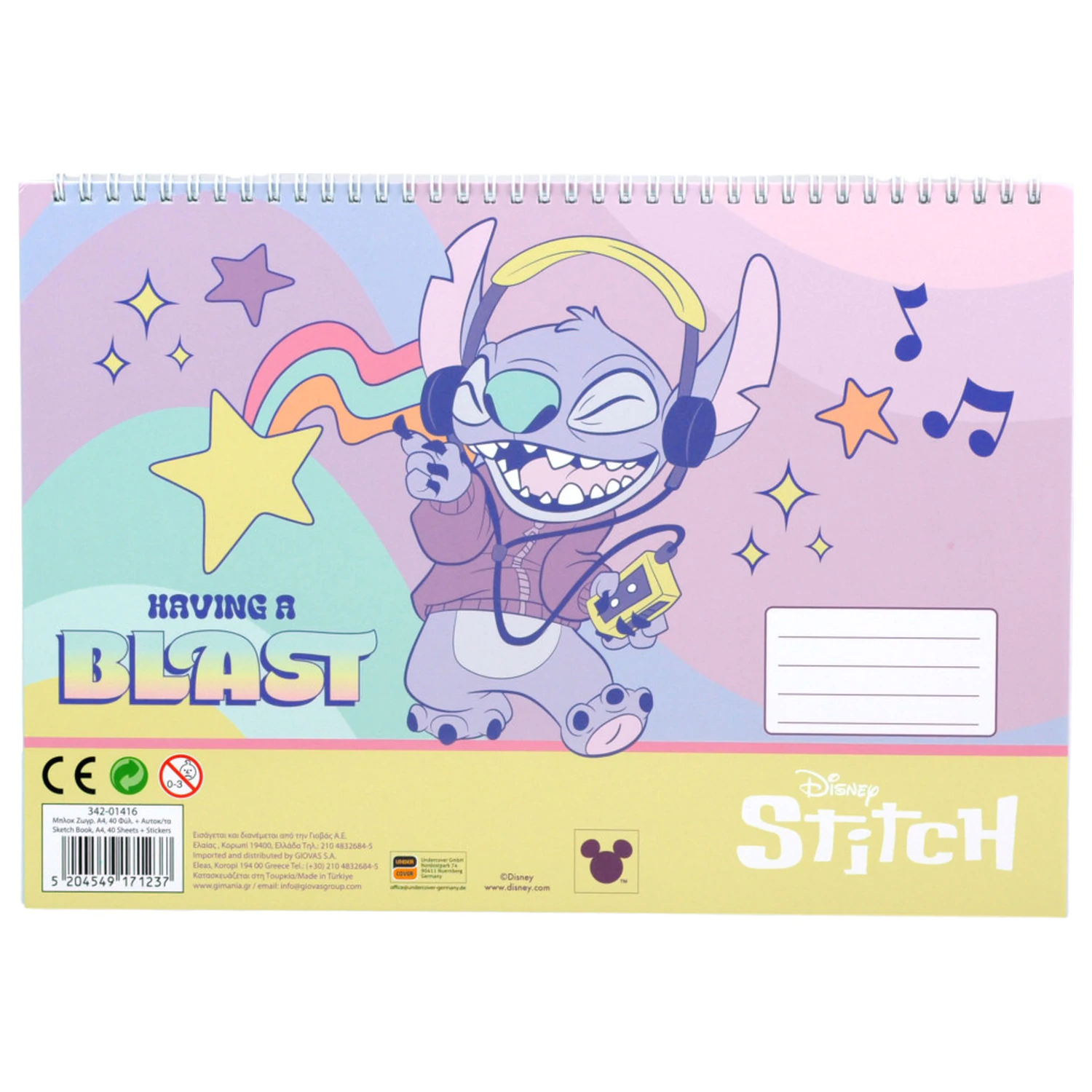 Stitch Blast A/4 Spiralni skicirni blok 40 listov z nalepkami fotografija izdelka