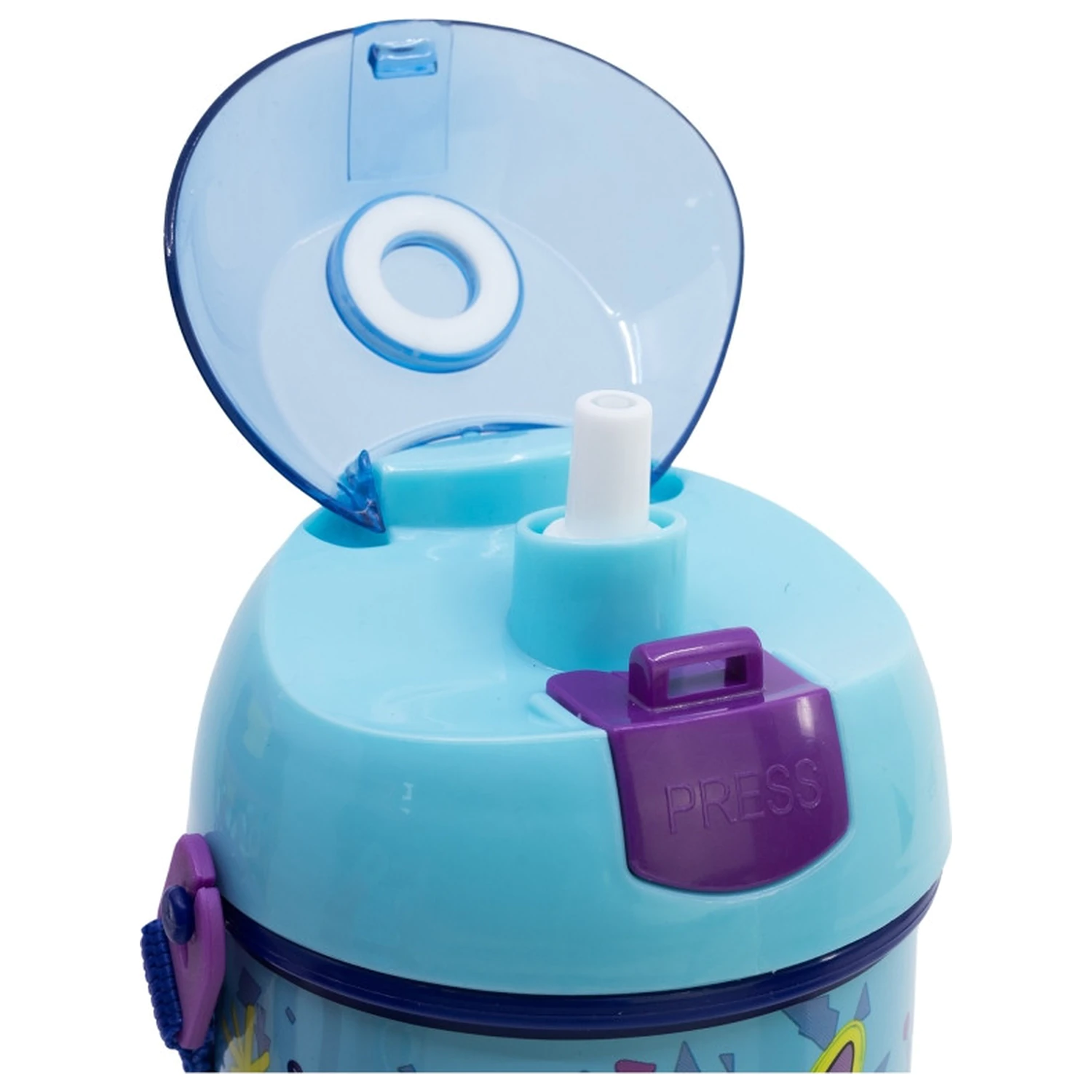 Stitch Dance plastična slamnata steklenička za vodo z obešalnikom 450 ml fotografija izdelka