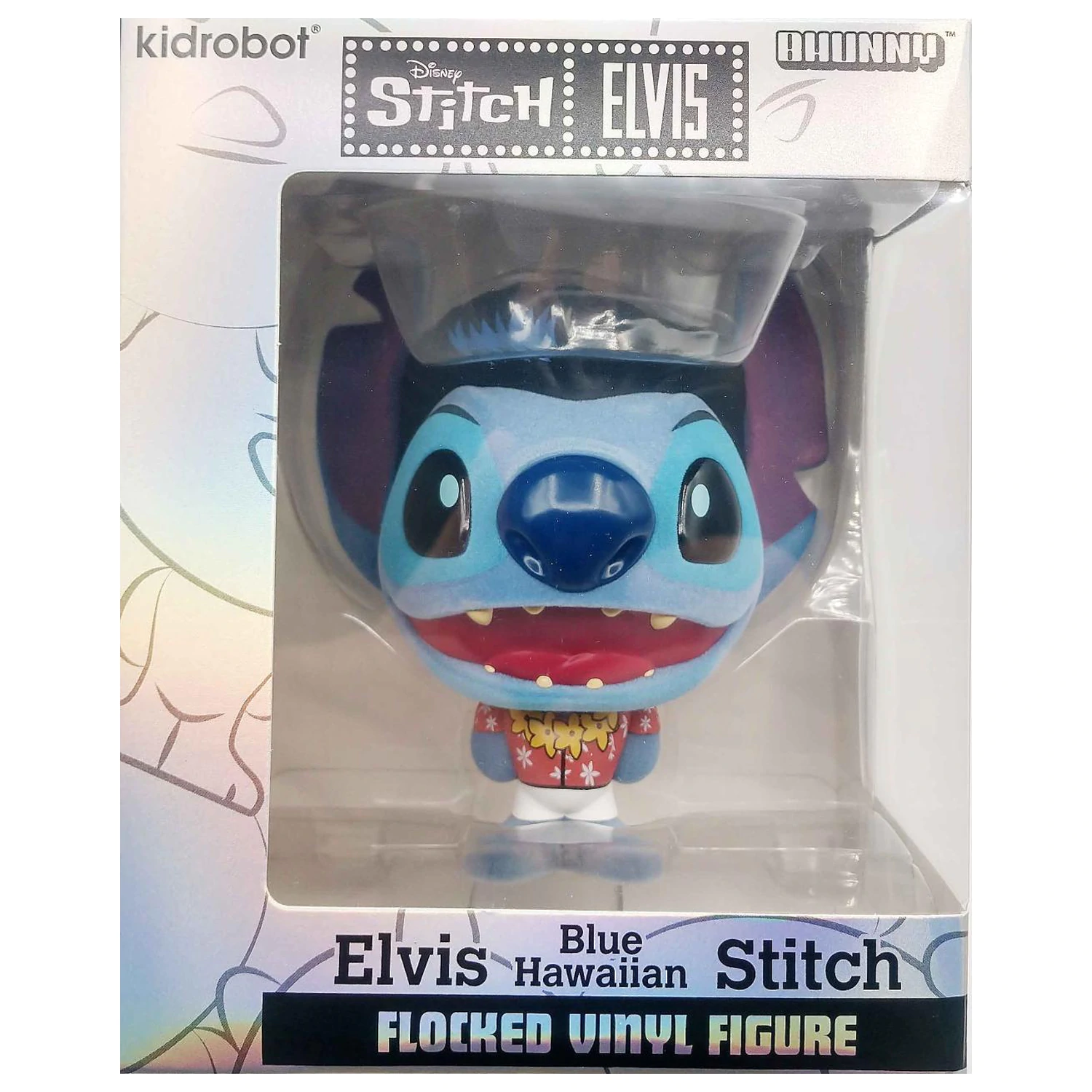 Stitch Elvis Blue Hawaiian Bhunny Flocked Vinilna Figura fotografija izdelka
