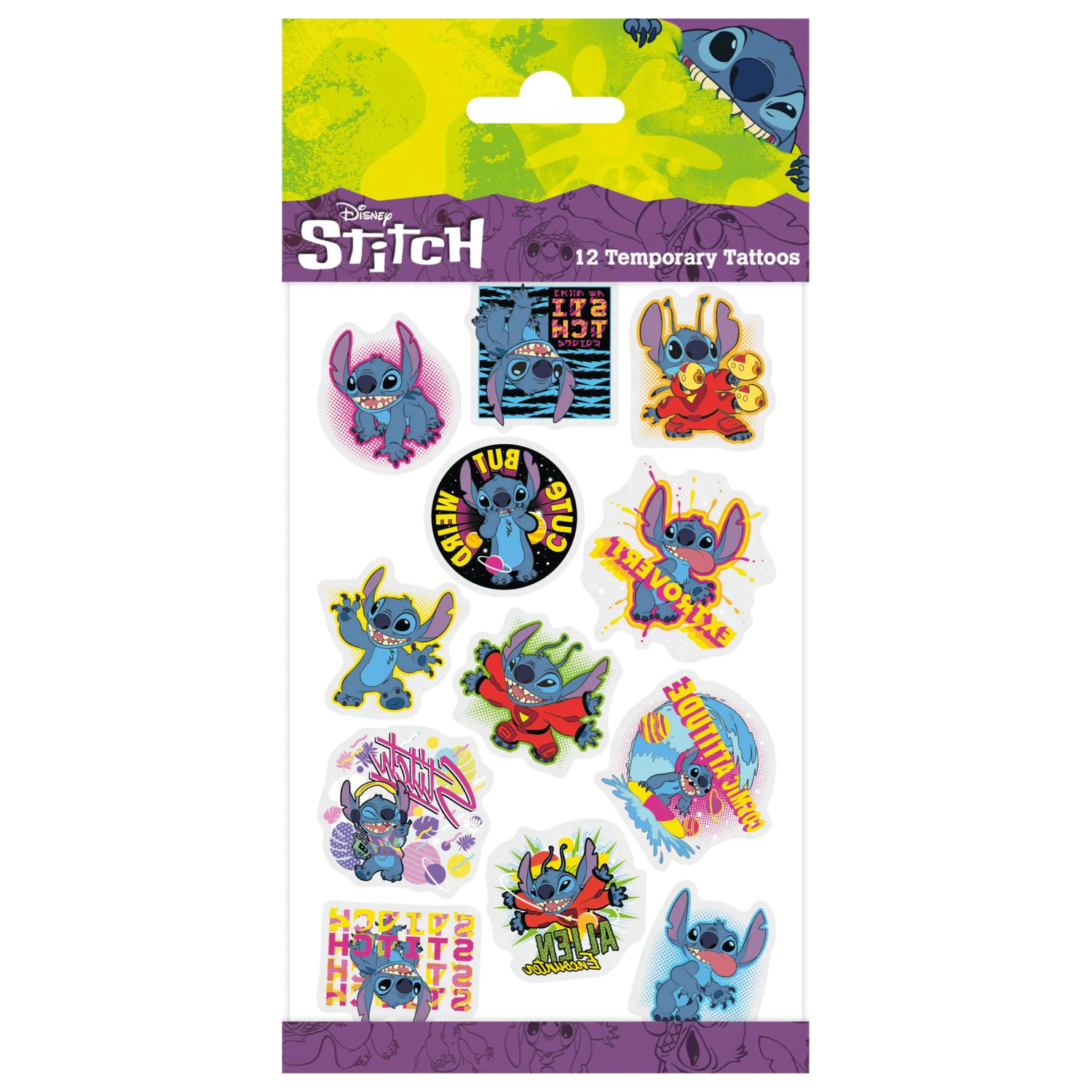 Stitch Extrovert začasni tatoo 12-pakiranje fotografija izdelka