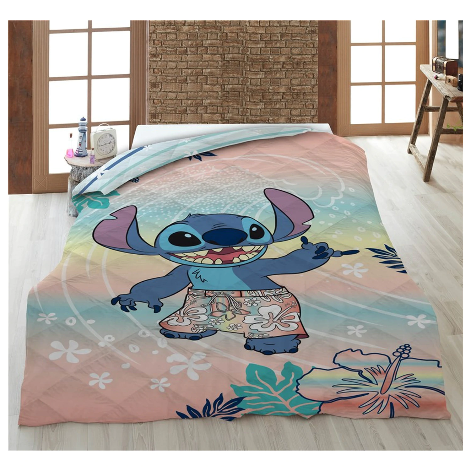 Stitch Hawaiian Dream prešito pregrinjalo, odeja 140x200cm fotografija izdelka
