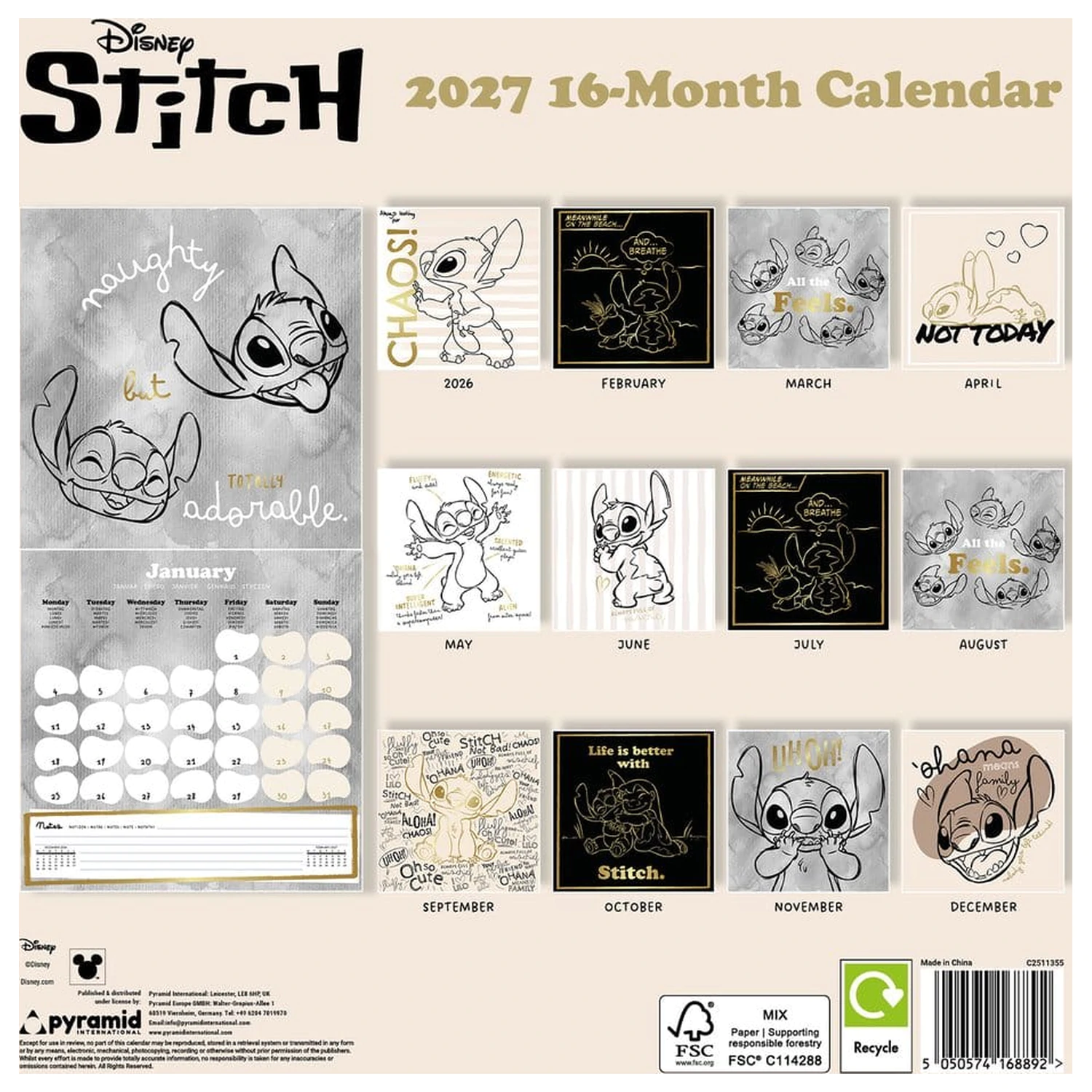 Stitch Koledar Življenje je boljše s Stitchom 2027 30 x 30 cm fotografija izdelka