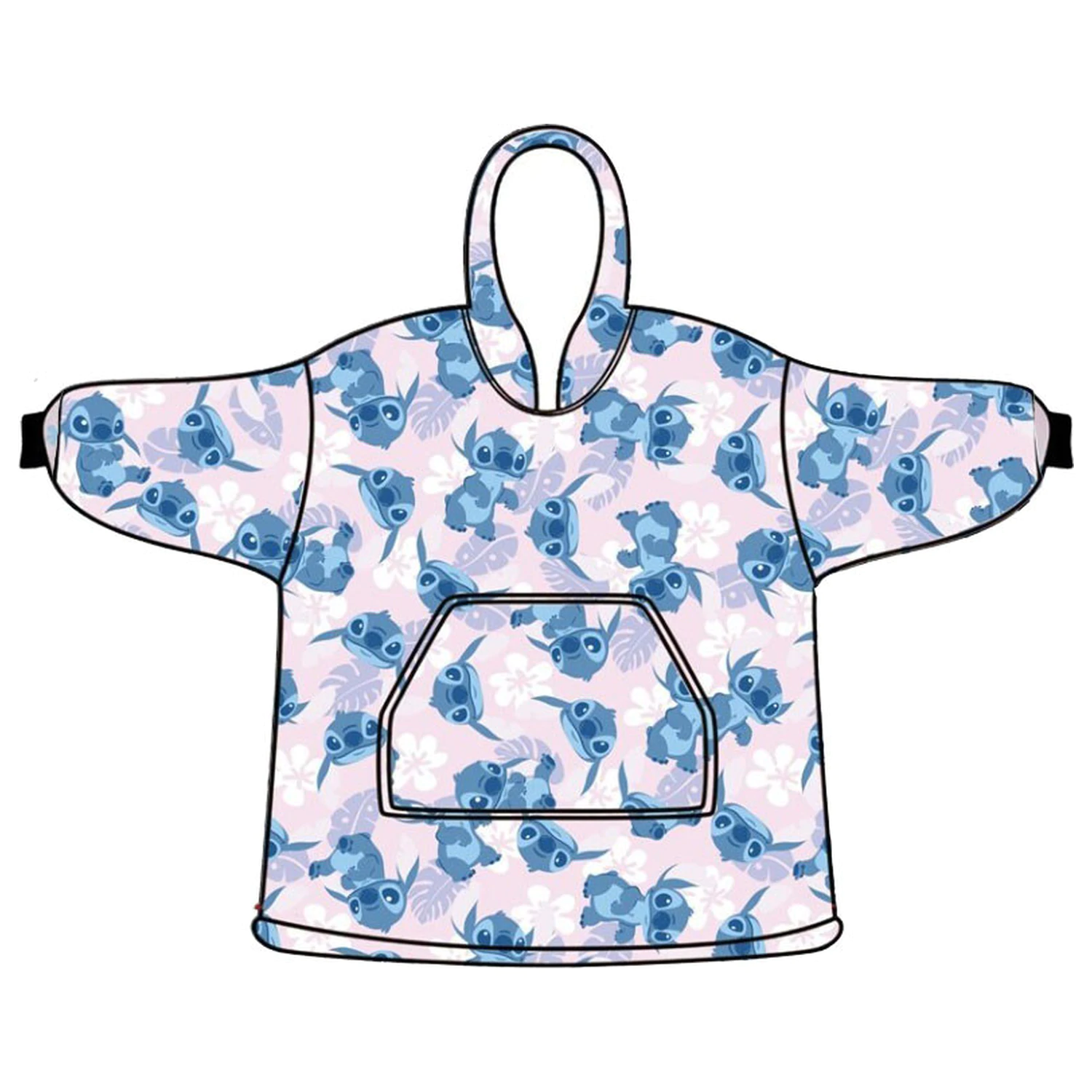 Stitch Svetlo Roza Odrasel Pončo Odeja iz Pliš Flisa na Vlečenje fotografija izdelka