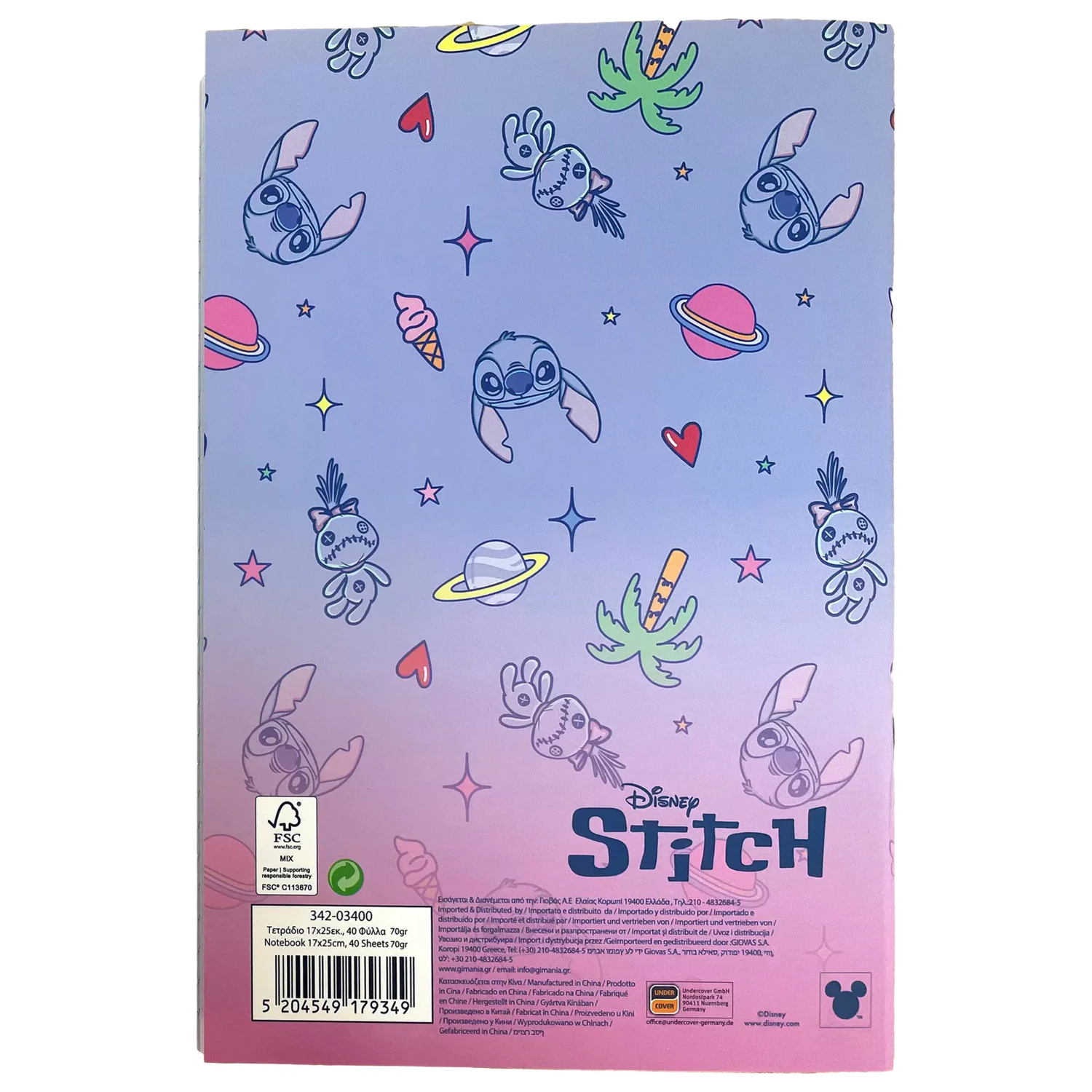 Stitch Palm B/5 črtasti zvezek 40 strani fotografija izdelka