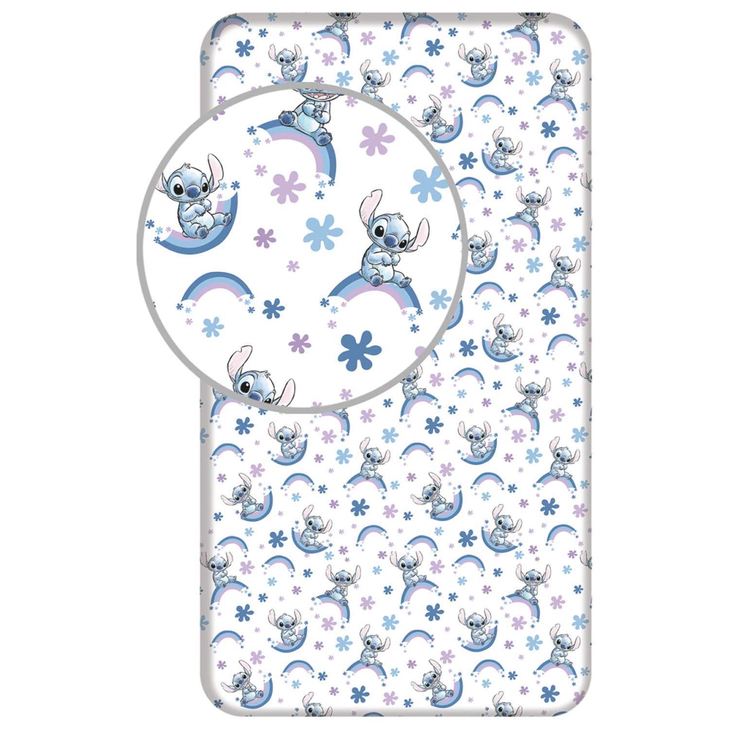 Stitch Rainbow napeta rjuha 90x200 cm fotografija izdelka