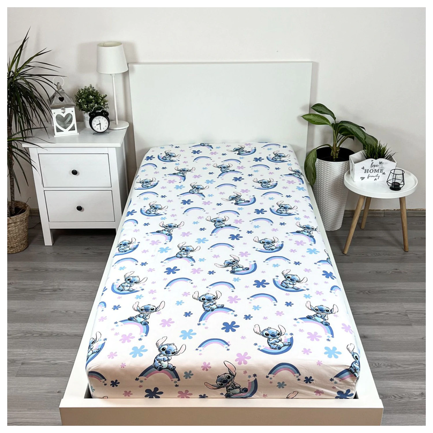 Stitch Rainbow napeta rjuha 90x200 cm fotografija izdelka