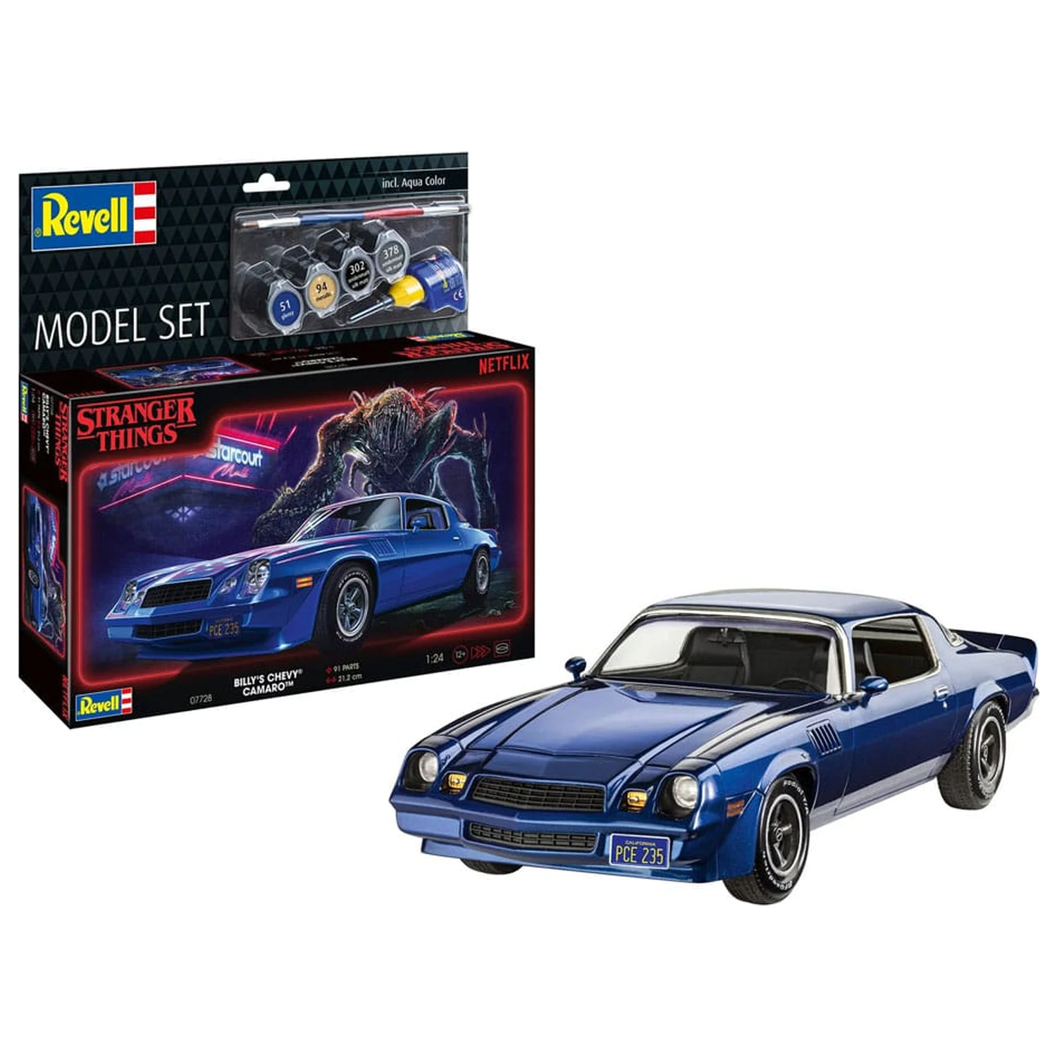 Stranger Things Model Kit Set 1/25 Chevy Camaro Z/28 (Aqua Color) 19 cm fotografija izdelka