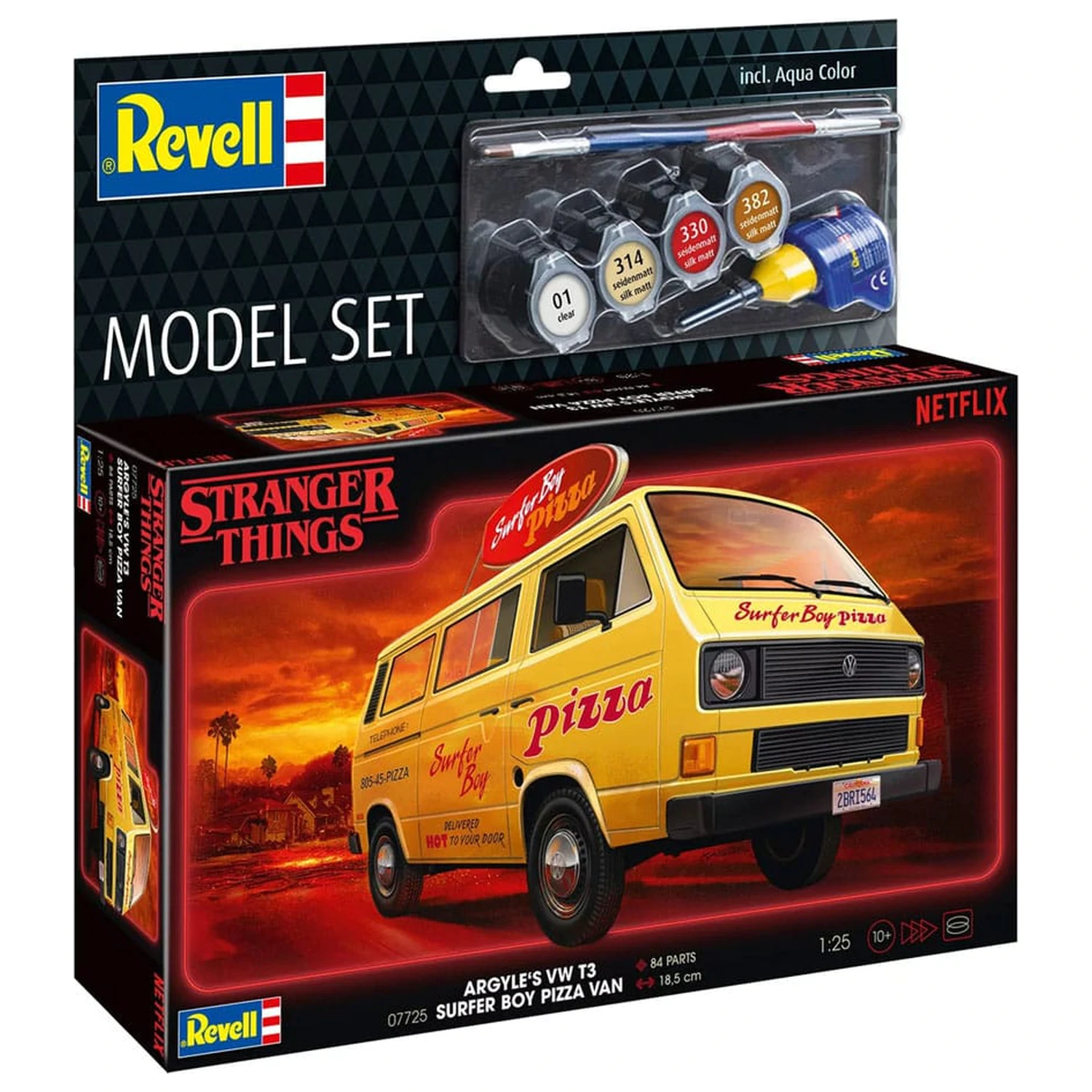 Stranger Things Set Modelnega Kompleta 1/25 VW T3 Bus Surfer Boy (Aqua Color) 19 cm fotografija izdelka