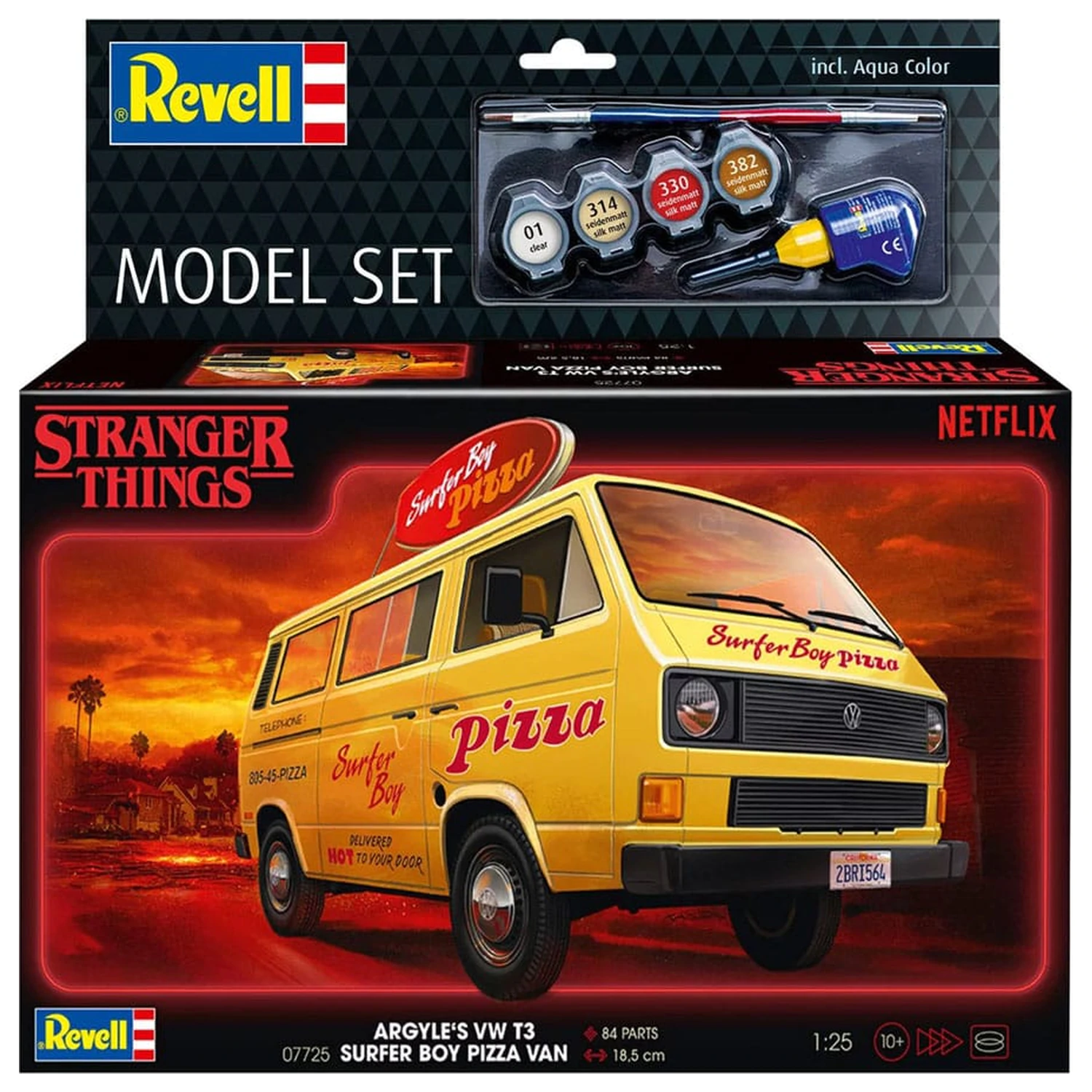 Stranger Things Set Modelnega Kompleta 1/25 VW T3 Bus Surfer Boy (Aqua Color) 19 cm fotografija izdelka