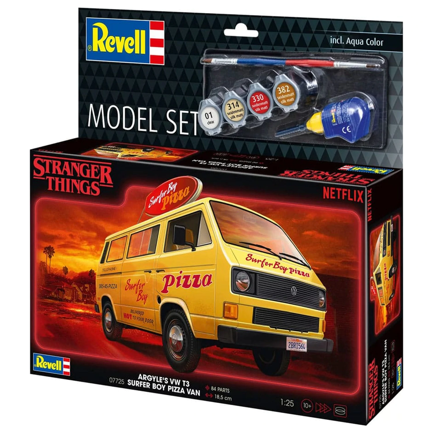 Stranger Things Set Modelnega Kompleta 1/25 VW T3 Bus Surfer Boy (Aqua Color) 19 cm fotografija izdelka