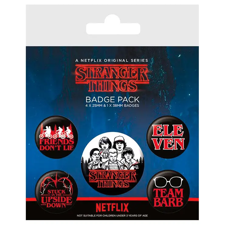 Stranger Things gumbi z zaponko na hrbtni strani, 5-Pack Characters fotografija izdelka