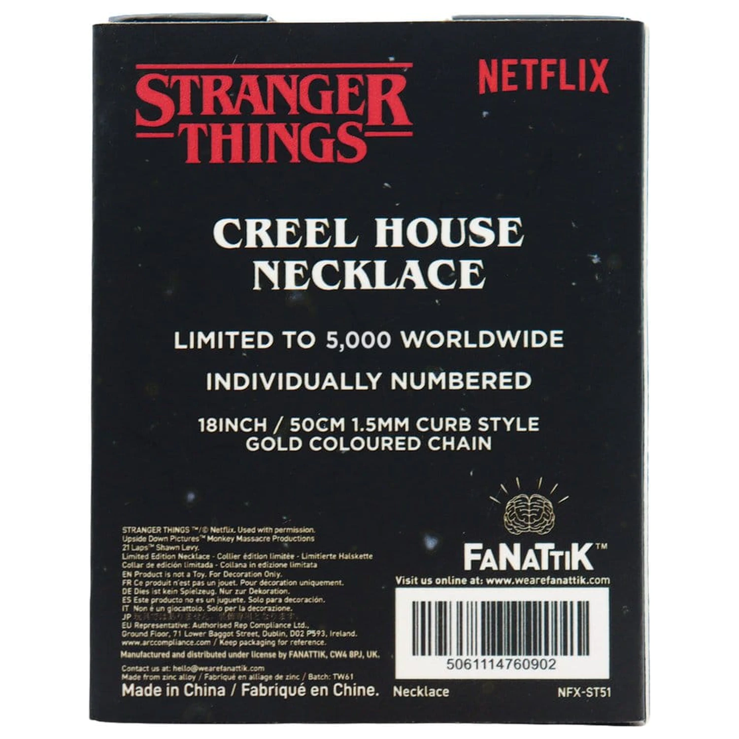 Stranger Things ogrlica Creel House Window Limited Edition 3 x 2 cm fotografija izdelka