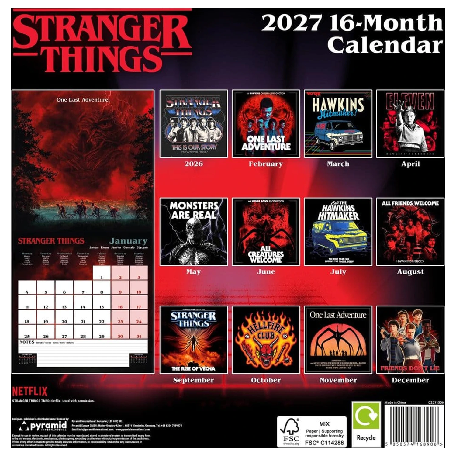 Stranger Things Koledar 2027 30 x 30 cm fotografija izdelka