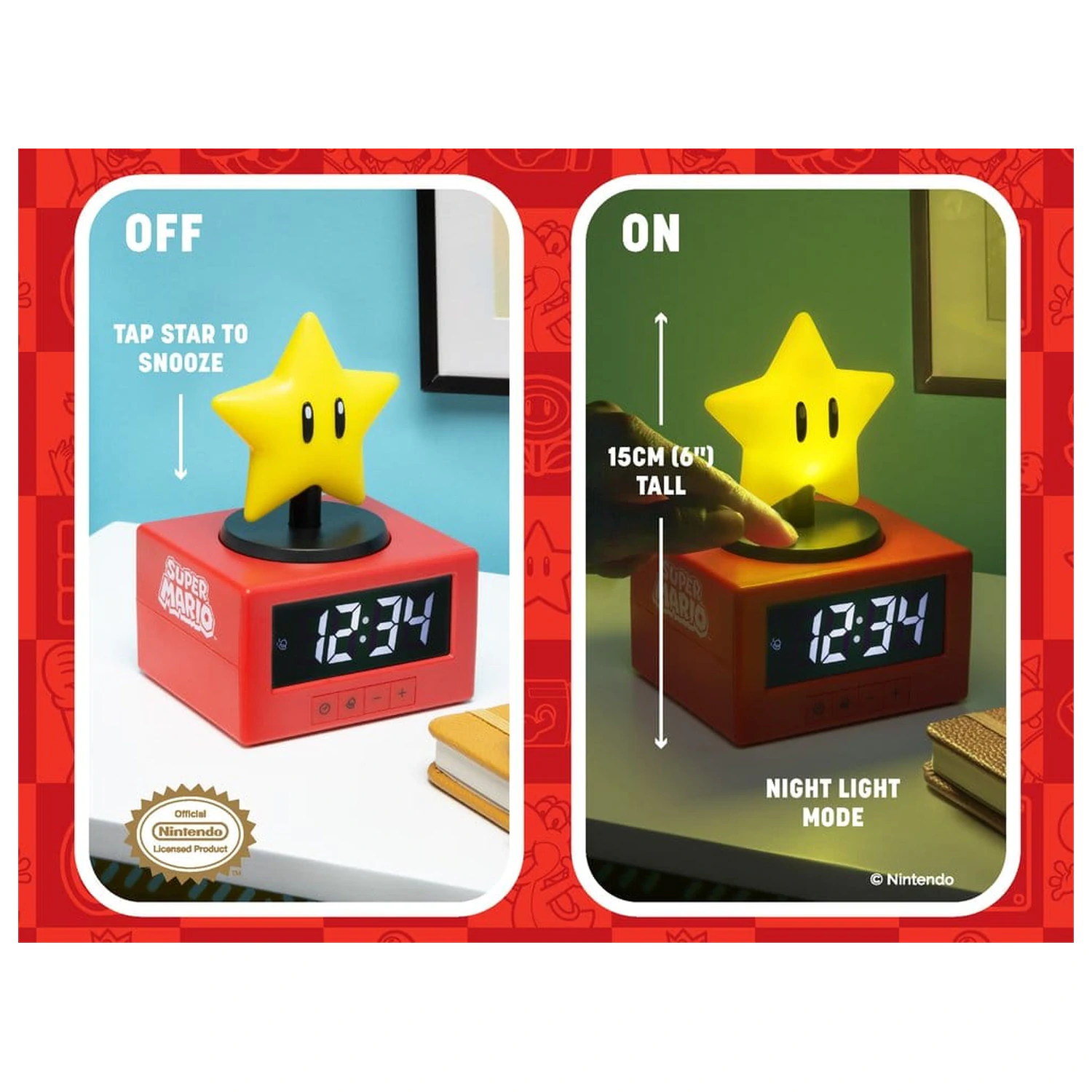 Super Mario Icon Budilka Super Star 15 cm fotografija izdelka