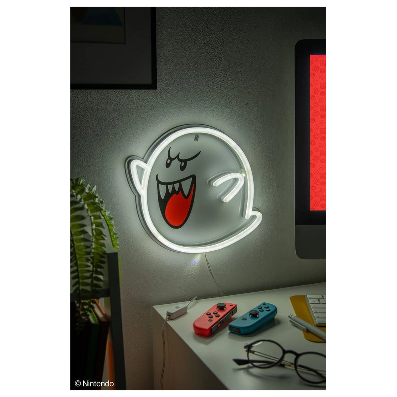 Super Mario LED neonska stenska svetilka Boo 23 x 23 cm fotografija izdelka
