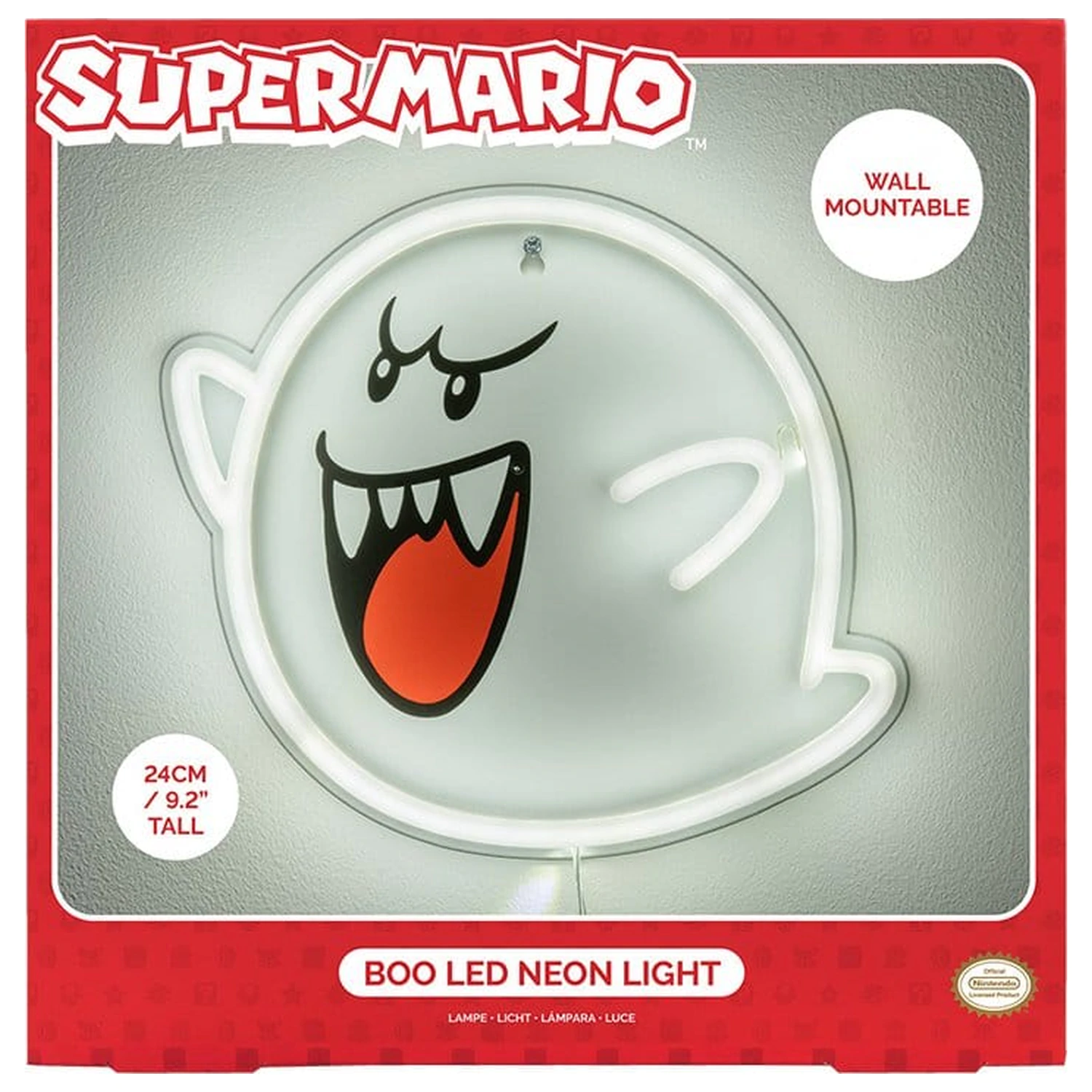 Super Mario LED neonska stenska svetilka Boo 23 x 23 cm fotografija izdelka