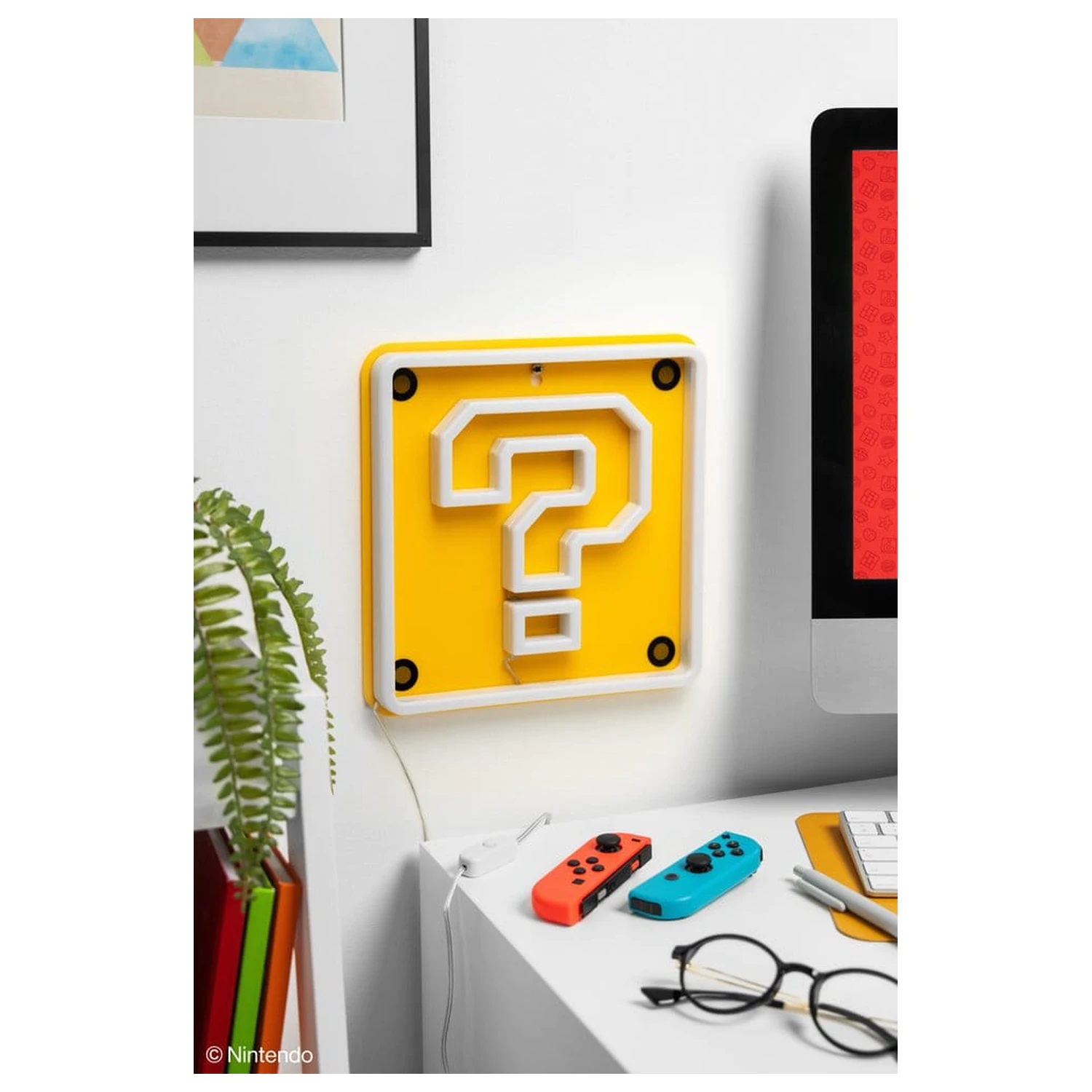 Super Mario LED Neon Stenska Svetilka Question Block 24 x 24 cm fotografija izdelka