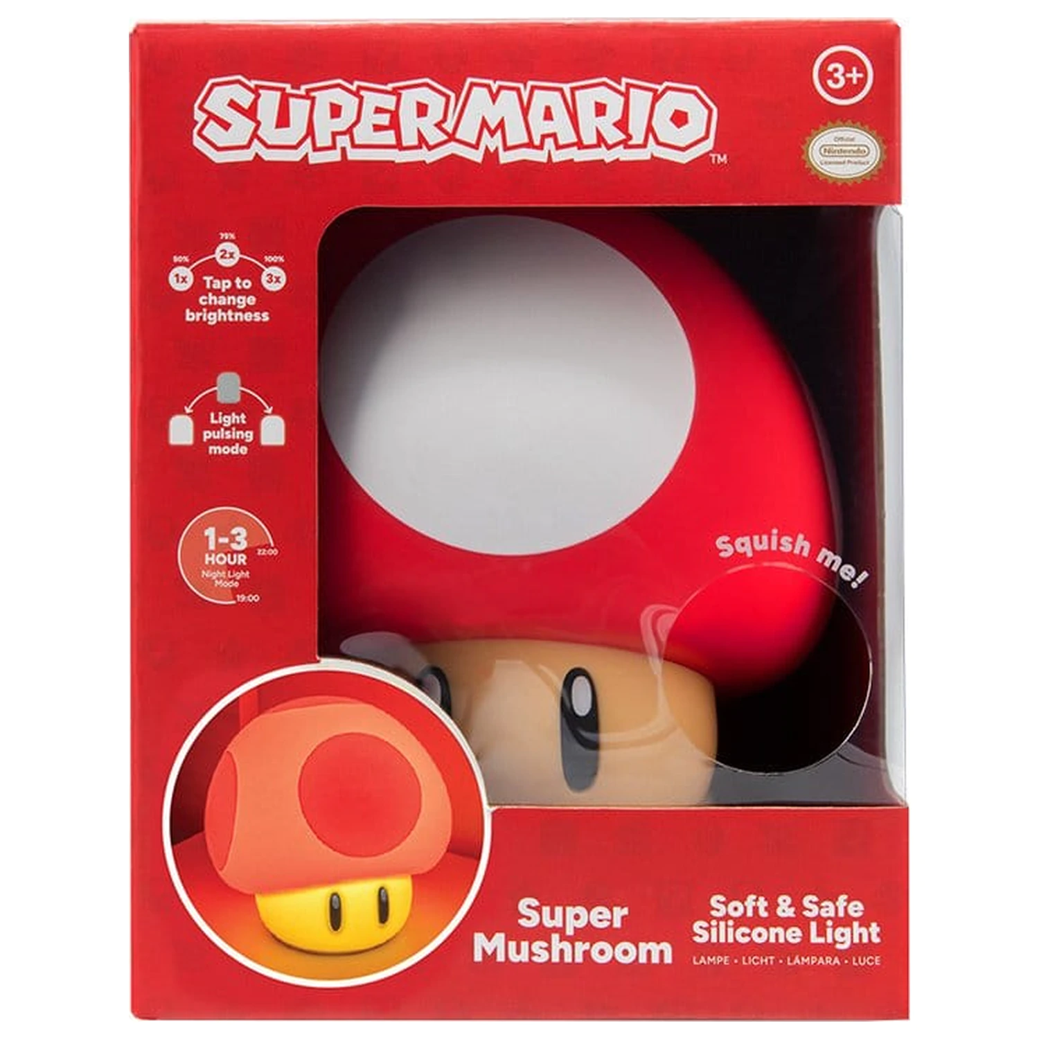 Super Mario SquishyGlo Silikonska svetleča Super Mushroom 15 cm fotografija izdelka