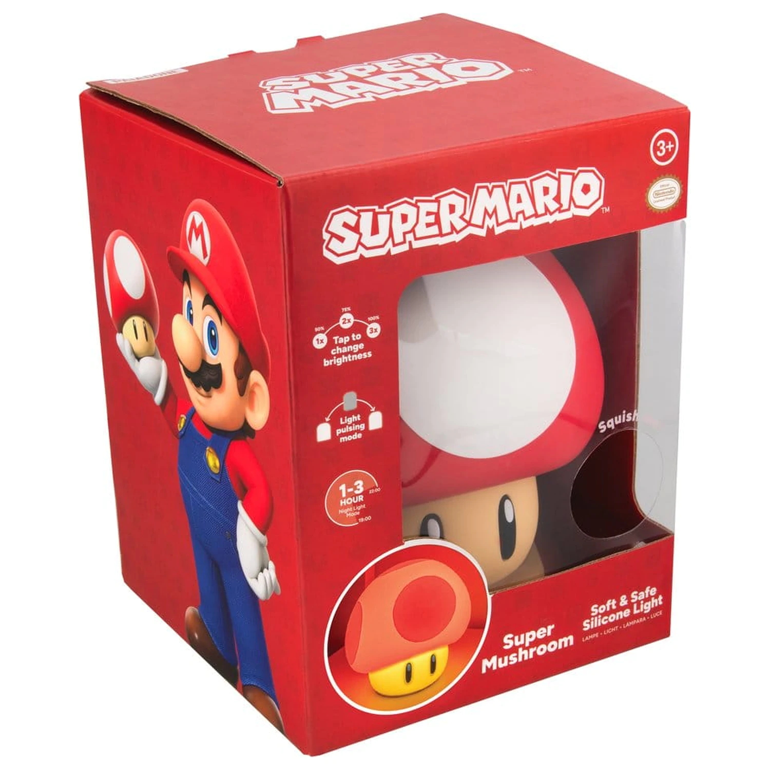 Super Mario SquishyGlo Silikonska svetleča Super Mushroom 15 cm fotografija izdelka