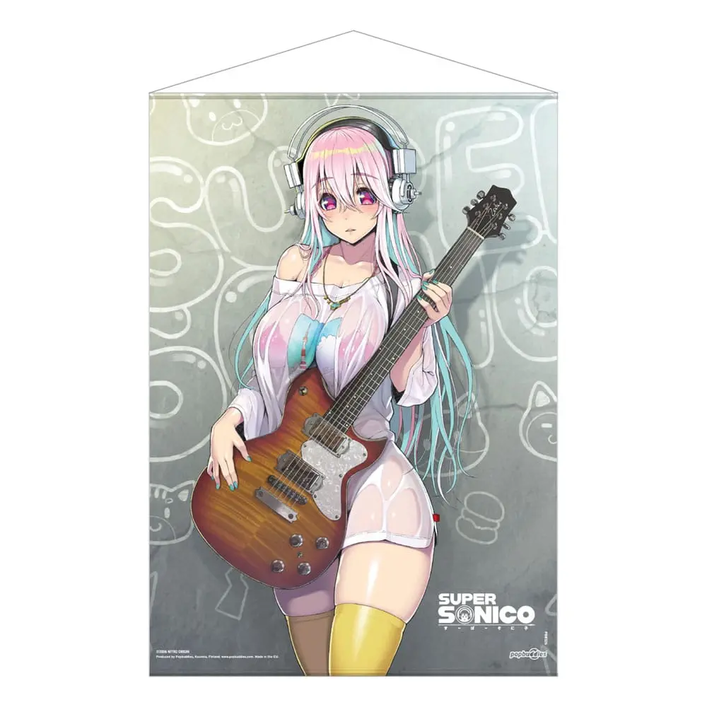 Super Sonico stenska tapiserija Super Sonico s kitaro 50 x 70 cm fotografija izdelka