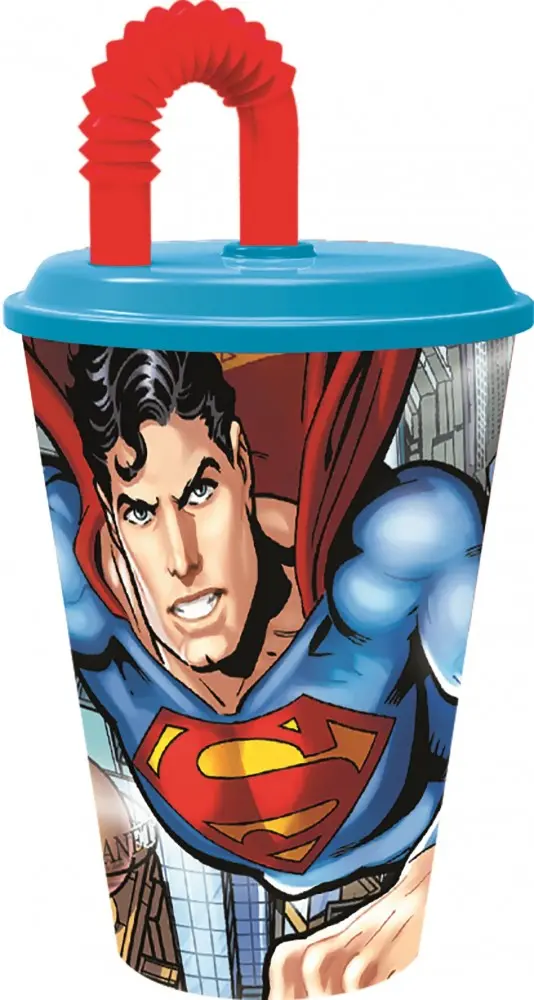 Superman lonček s slamico, plastičen 430 ml fotografija izdelka