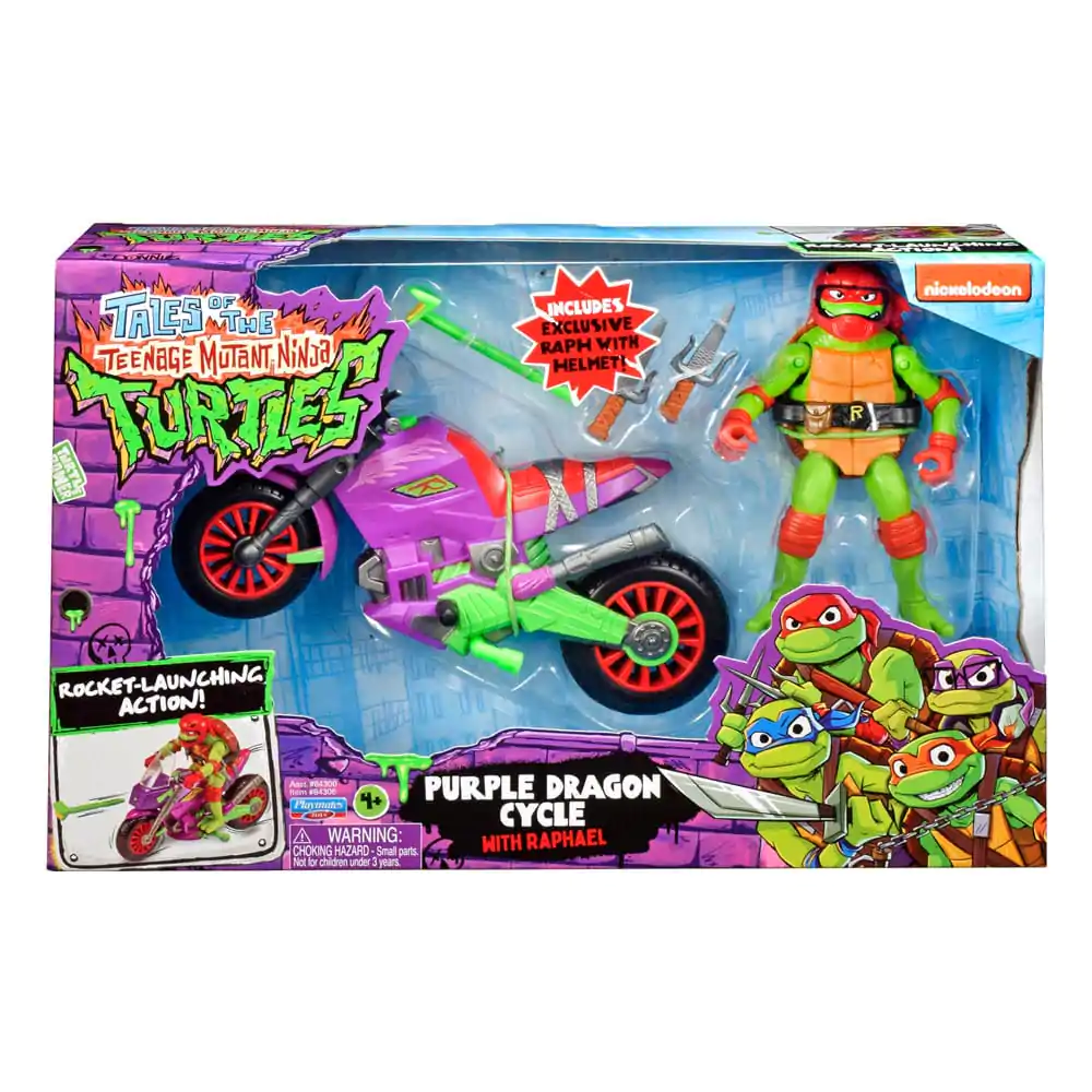 Tales of the Teenage Mutant Ninja Turtles Akcijska figura z vozilom Raphael & Purple Dragon 12 cm fotografija izdelka