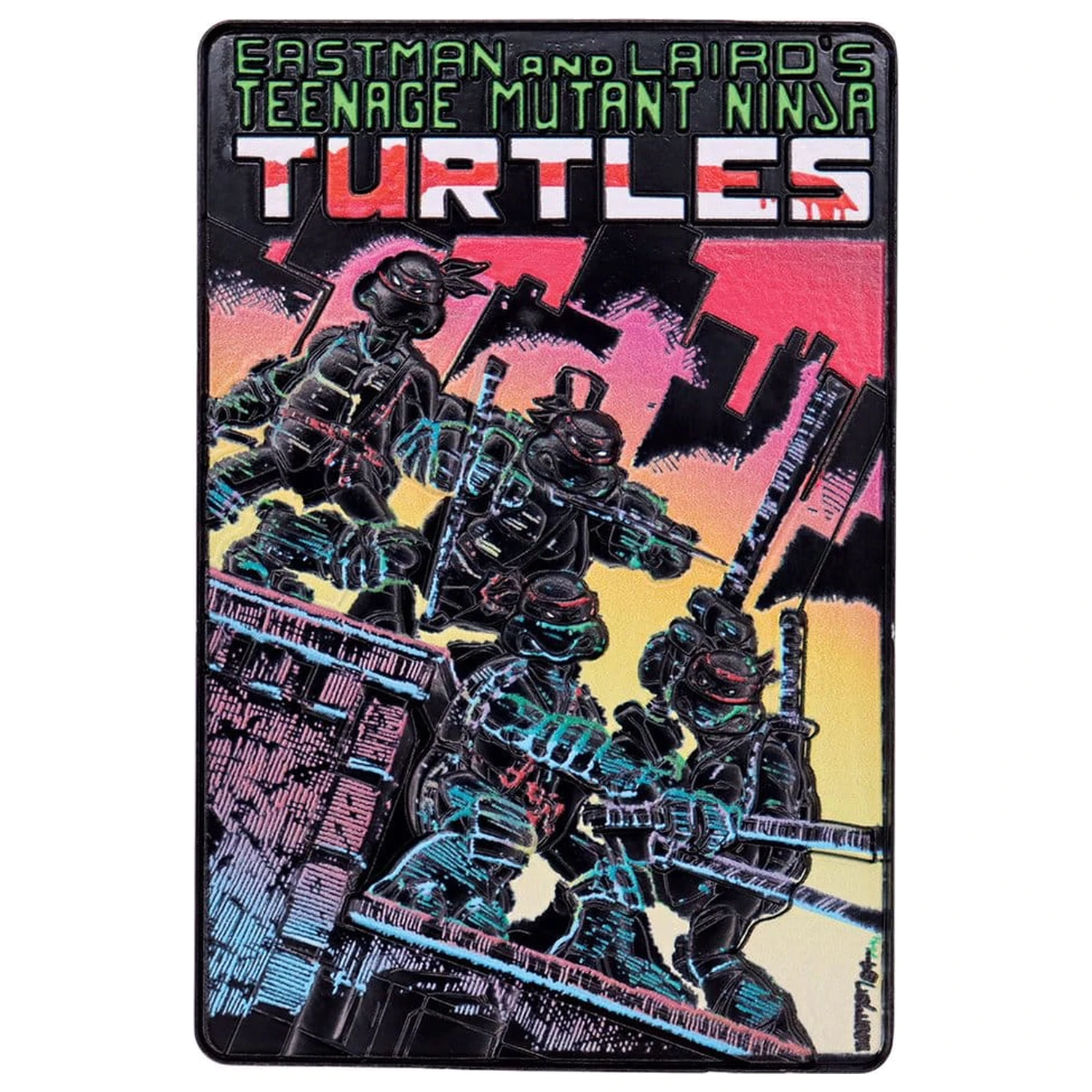 Teenage Mutant Ninja Turtles Komplet treh kovinskih ploščic z naslovnico stripa Limited Edition fotografija izdelka