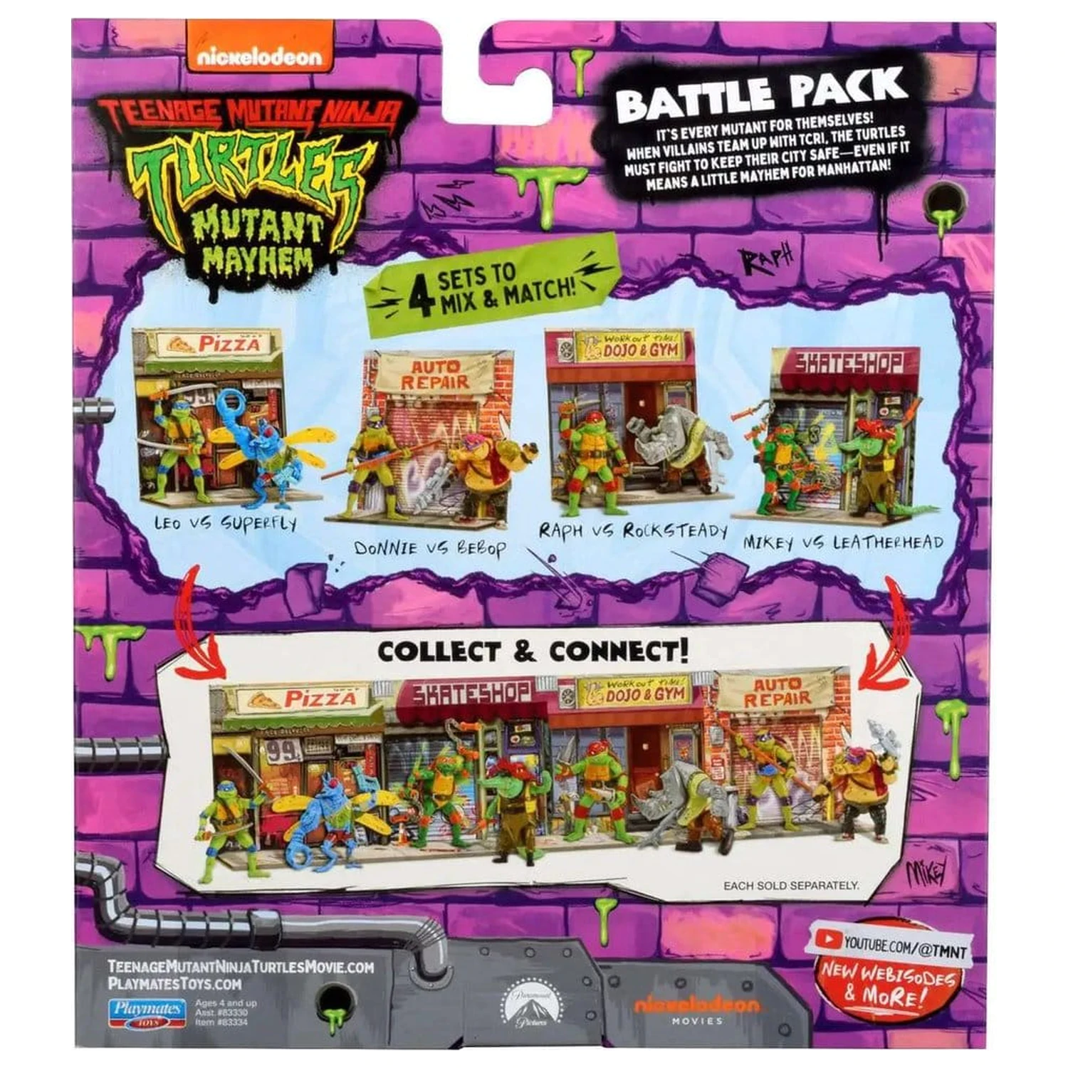 Teenage Mutant Ninja Turtles: Mutant Mayhem Battle Pack Akcijske figure Raphael proti Rocksteady 11 cm fotografija izdelka