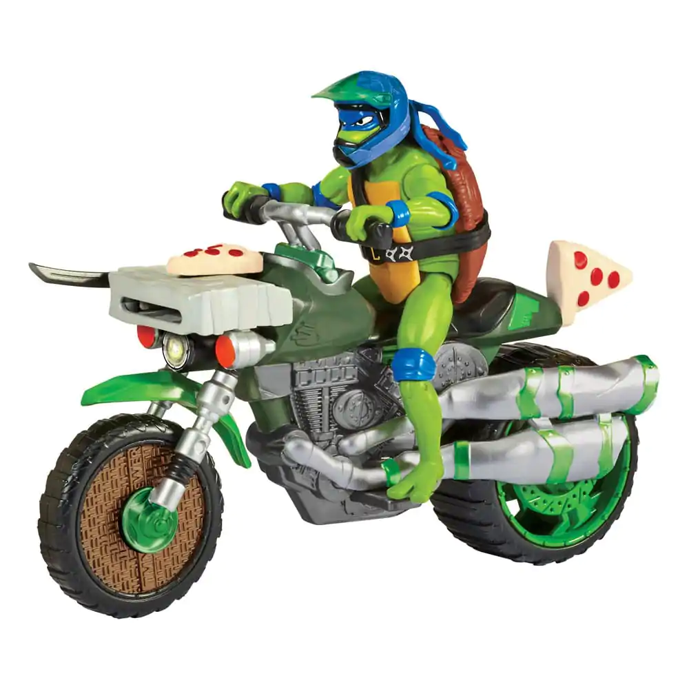 Teenage Mutant Ninja Turtles: Mutant Mayhem Drive N Kick akcijska figura Leonardo & motorno kolo 11 cm fotografija izdelka