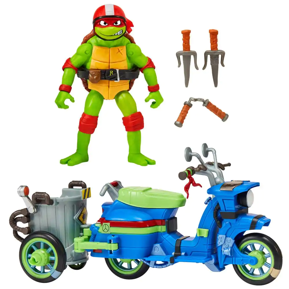 Teenage Mutant Ninja Turtles: Mutant Mayhem Akcijska figura Raphael & Scooter z prikolico 11 cm fotografija izdelka