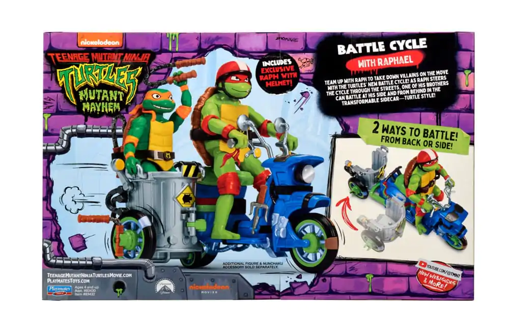 Teenage Mutant Ninja Turtles: Mutant Mayhem Akcijska figura Raphael & Scooter z prikolico 11 cm fotografija izdelka