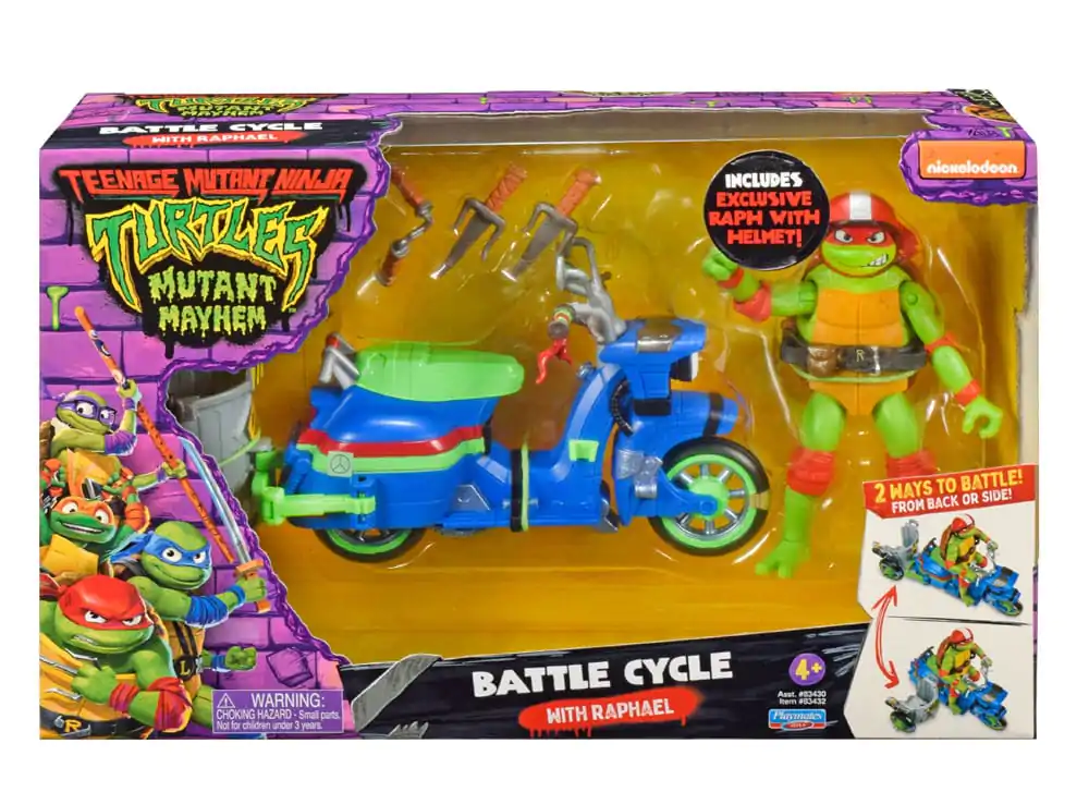 Teenage Mutant Ninja Turtles: Mutant Mayhem Akcijska figura Raphael & Scooter z prikolico 11 cm fotografija izdelka