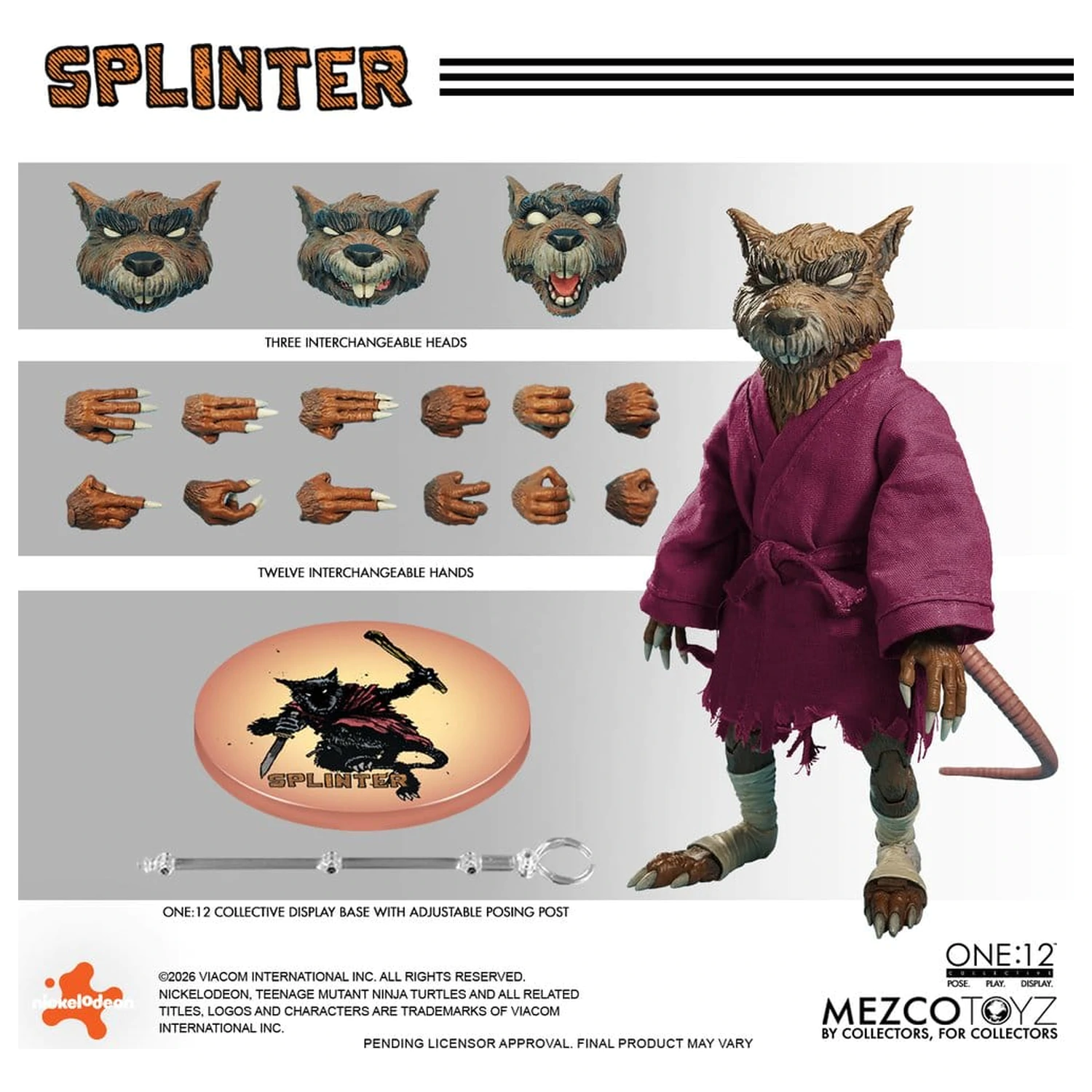 Teenage Mutant Ninja Turtles One:12 Collective Akcijska figura 1/12 Splinter 17 cm fotografija izdelka