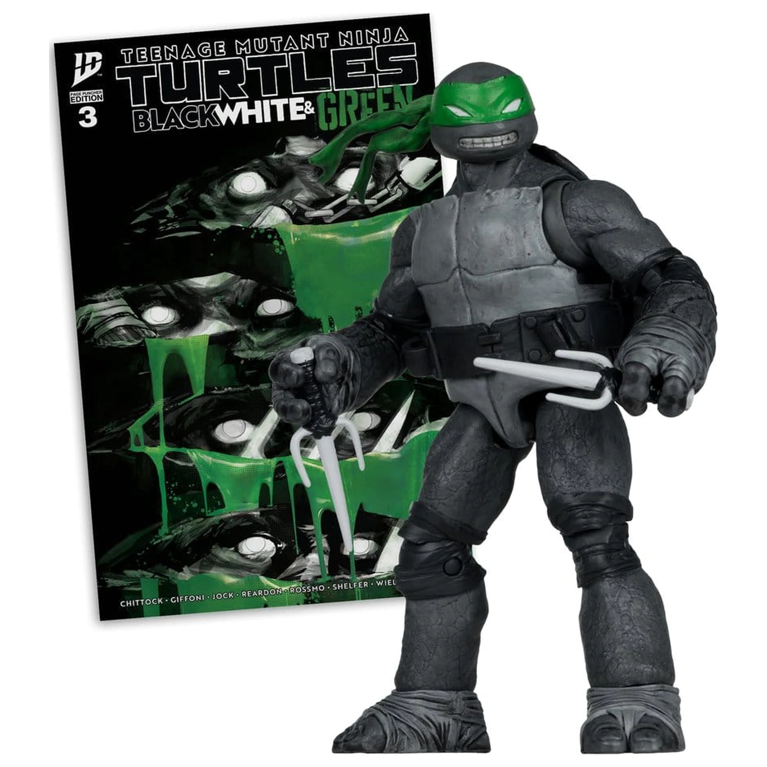 Teenage Mutant Ninja Turtles Page Punchers akcijska figura (črno bela in zelena) (Red Platinum Edition) 13 cm fotografija izdelka