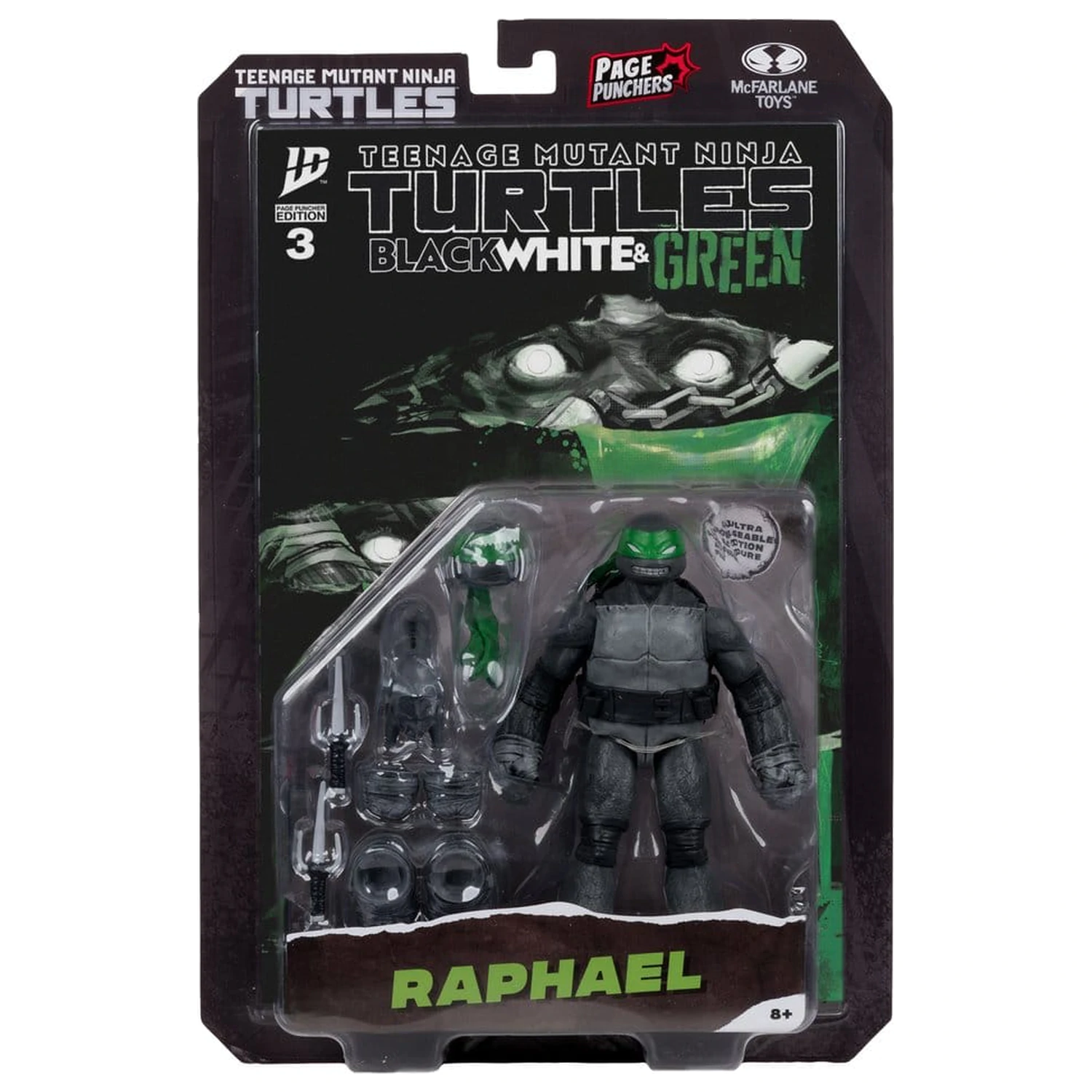 Teenage Mutant Ninja Turtles Page Punchers akcijska figura (črno bela in zelena) (Red Platinum Edition) 13 cm fotografija izdelka