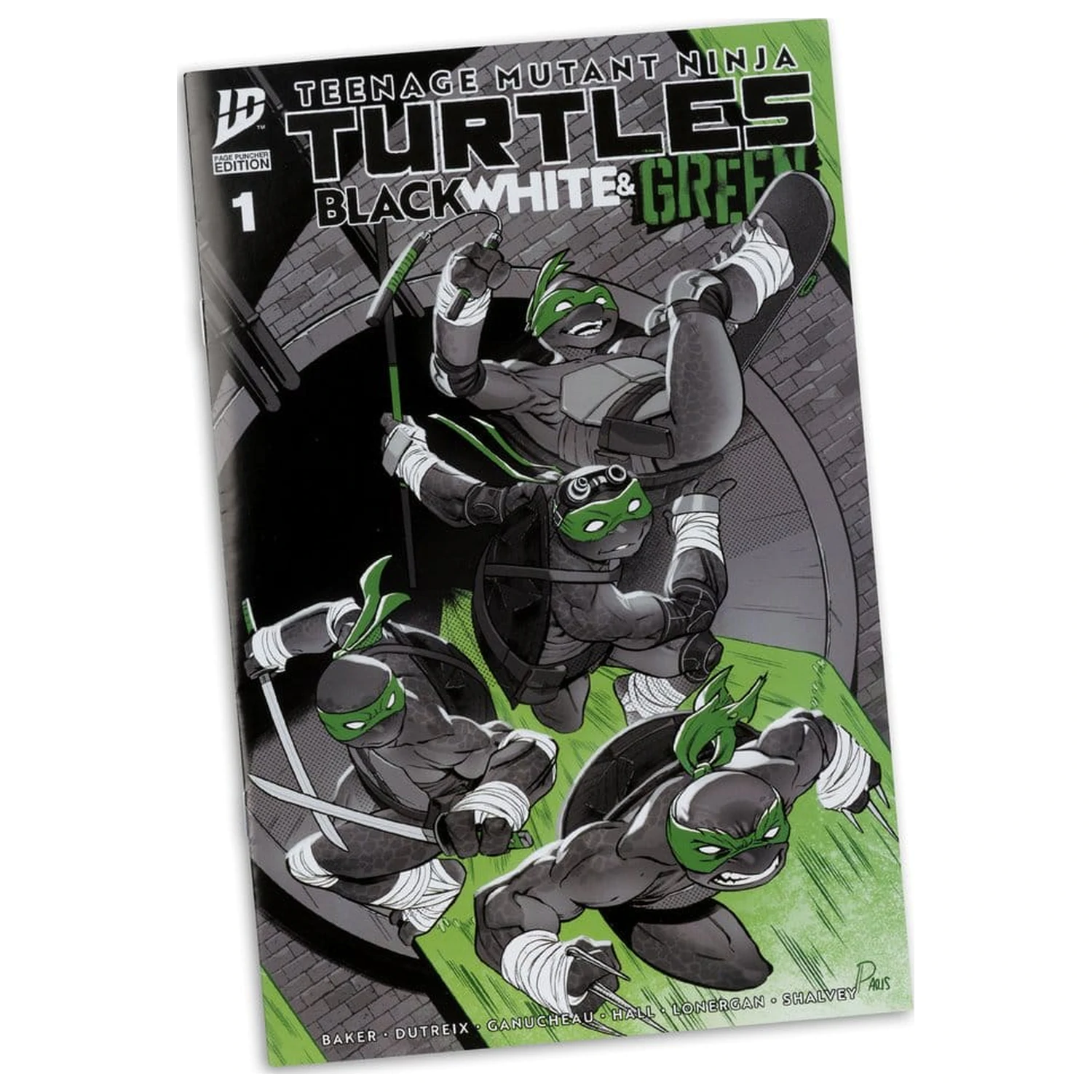 Teenage Mutant Ninja Turtles Page Punchers akcijska figura Donatello (črna, bela in zelena) (Red Platinum Edition) 13 cm fotografija izdelka