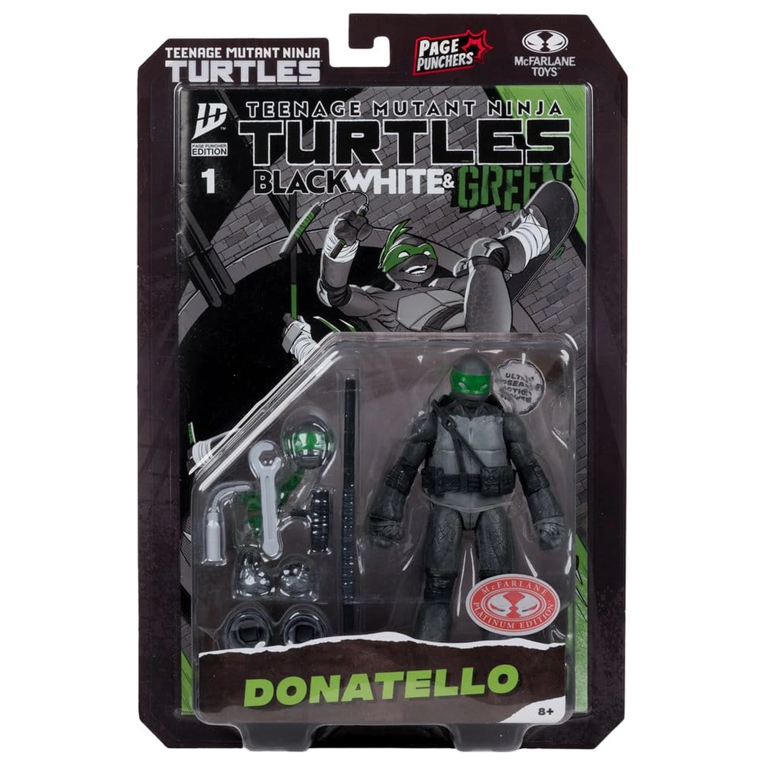 Teenage Mutant Ninja Turtles Page Punchers akcijska figura Donatello (črna, bela in zelena) (Red Platinum Edition) 13 cm fotografija izdelka