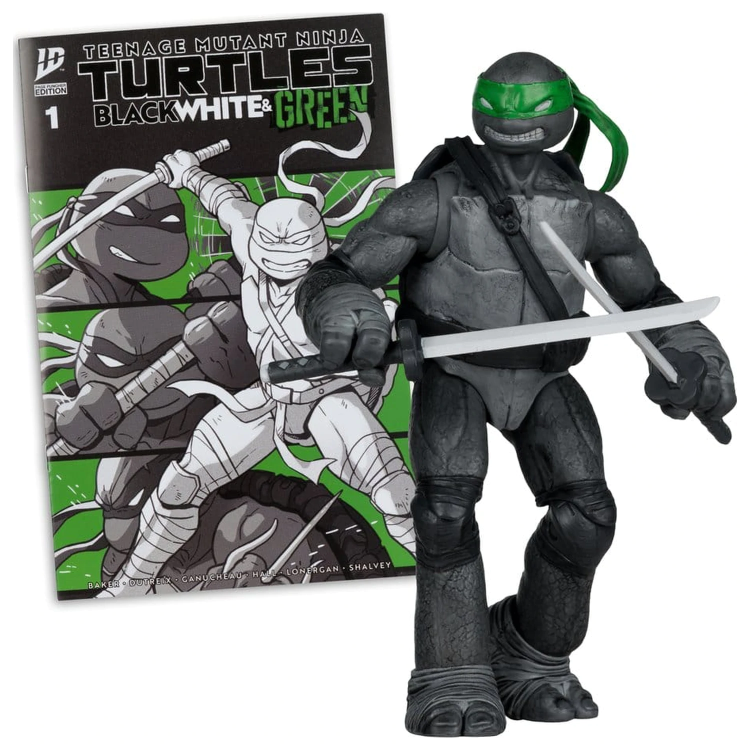 Teenage Mutant Ninja Turtles Page Punchers figurica Leonardo (črno-bela in zelena) (Red Platinum Edition) 13 cm fotografija izdelka