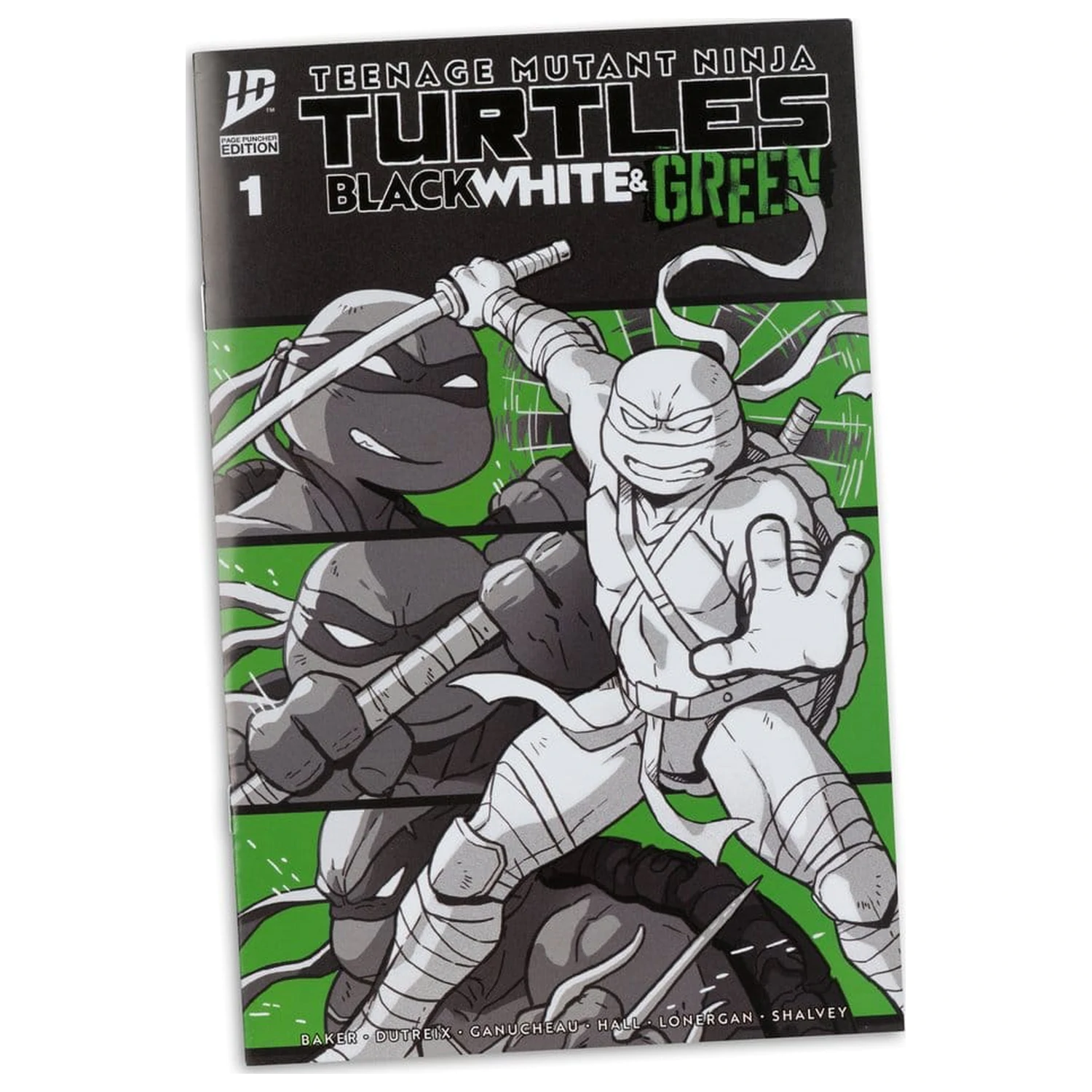 Teenage Mutant Ninja Turtles Page Punchers figurica Leonardo (črno-bela in zelena) (Red Platinum Edition) 13 cm fotografija izdelka