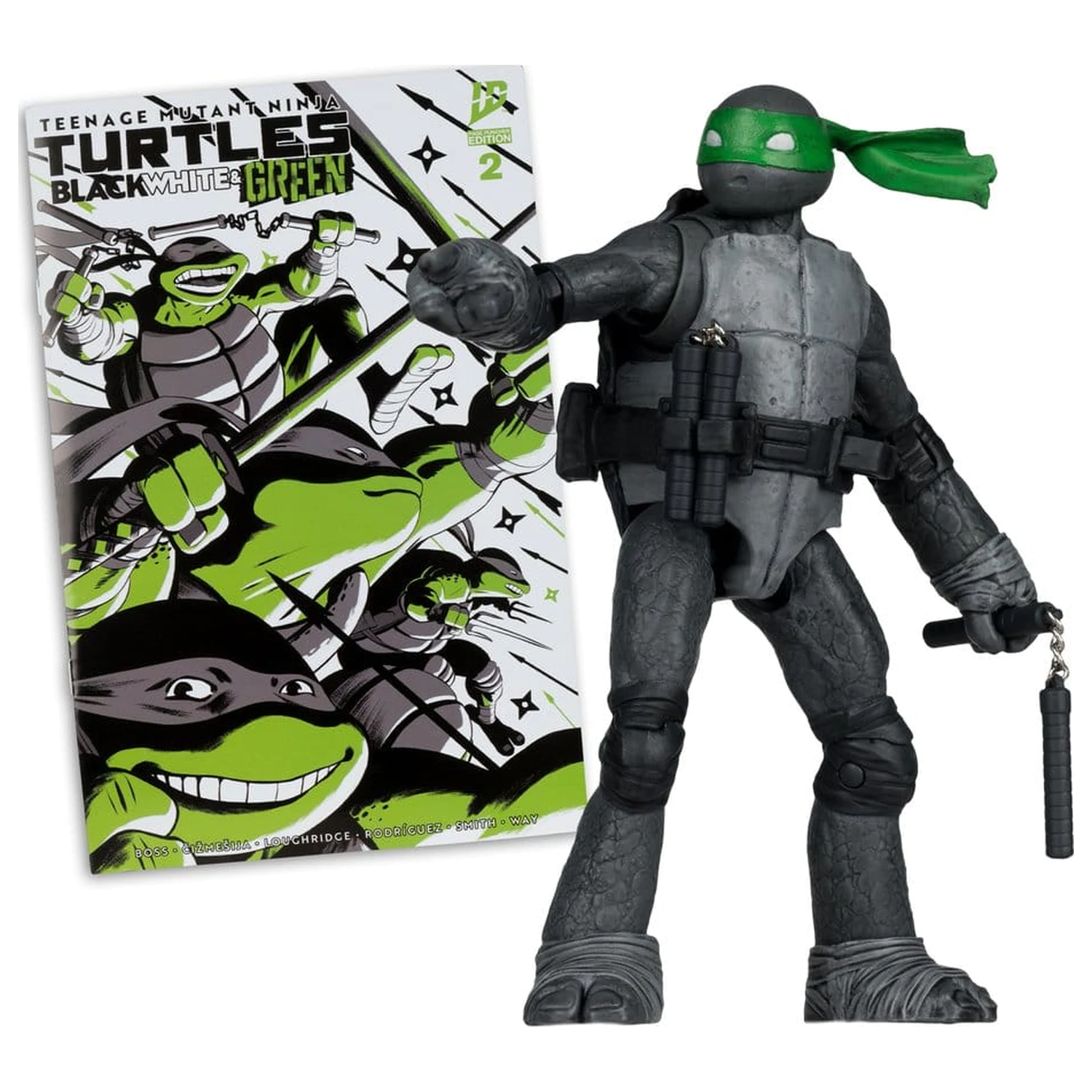 Teenage Mutant Ninja Turtles Page Punchers figurica Michelangelo (črno bela in zelena) (Red Platinum Edition) 13 cm fotografija izdelka