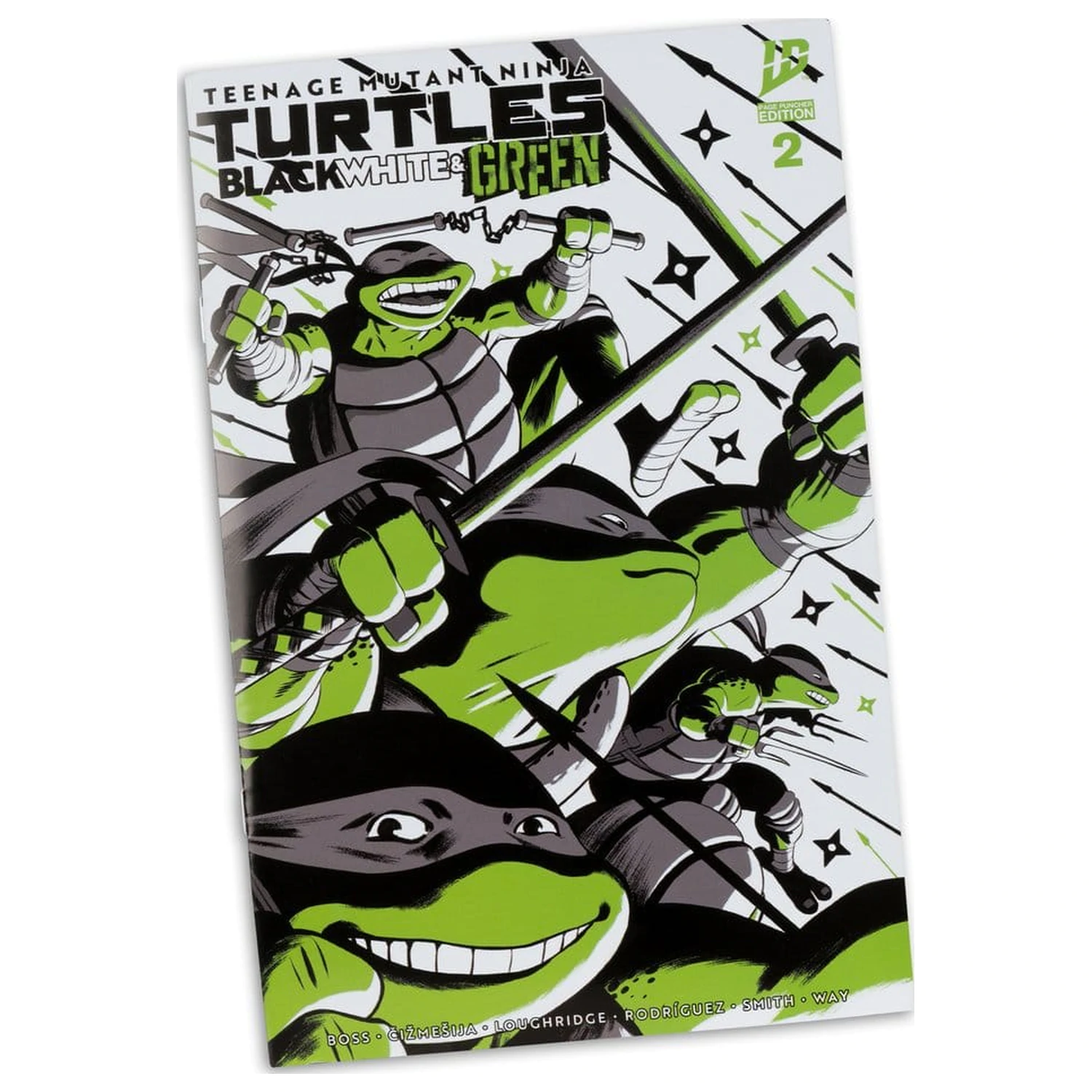 Teenage Mutant Ninja Turtles Page Punchers figurica Michelangelo (črno bela in zelena) (Red Platinum Edition) 13 cm fotografija izdelka